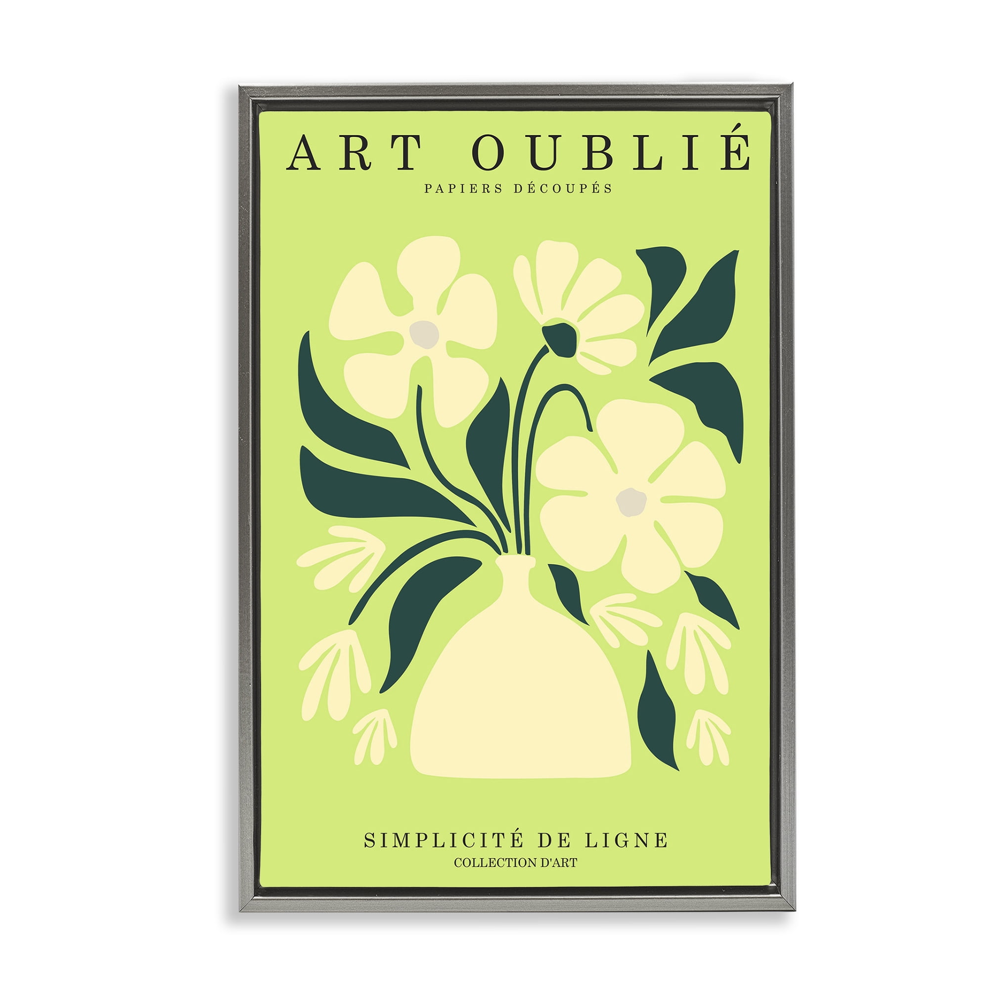Stupell Industries French Gallery Bouquet Typography Painting Gray Floater Framed Art Print Wall Art, 17 x 25