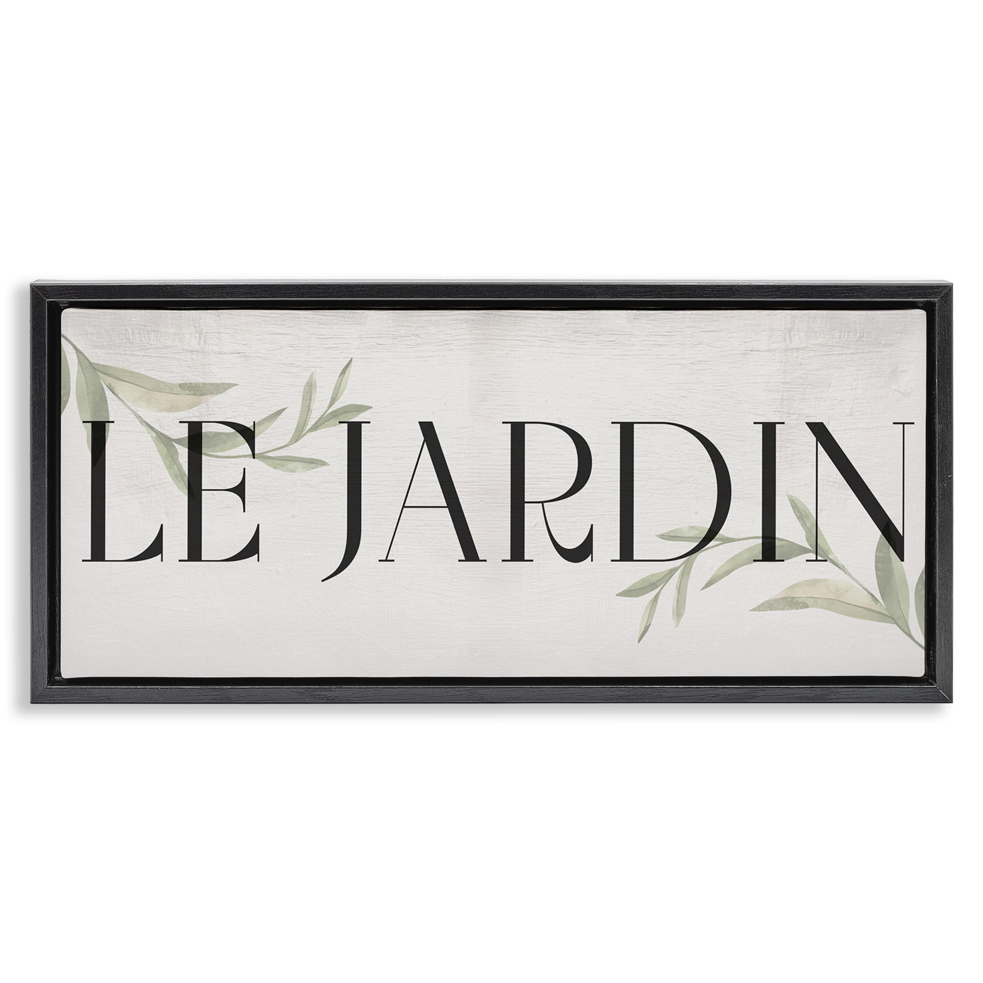 Stupell Industries French Garden Phrase Plants & Flowers Painting Black Floater Framed Canvas Art Print Wall Art, 31 x 14