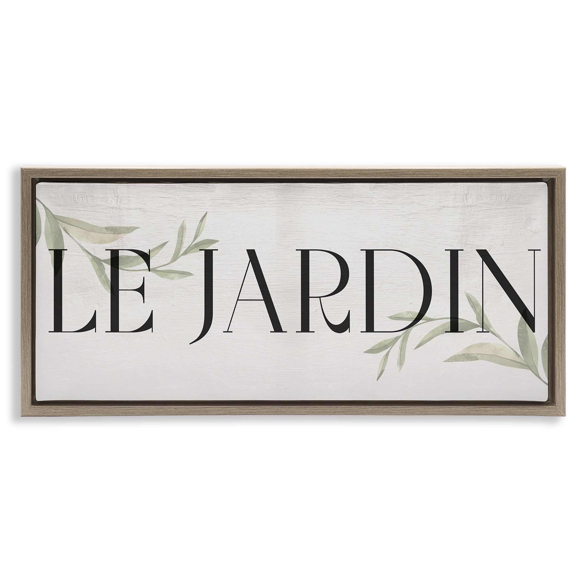 Stupell Industries French Garden Phrase Plants & Flowers Painting Brown Floater Framed Canvas Art Print Wall Art, 25 x 11