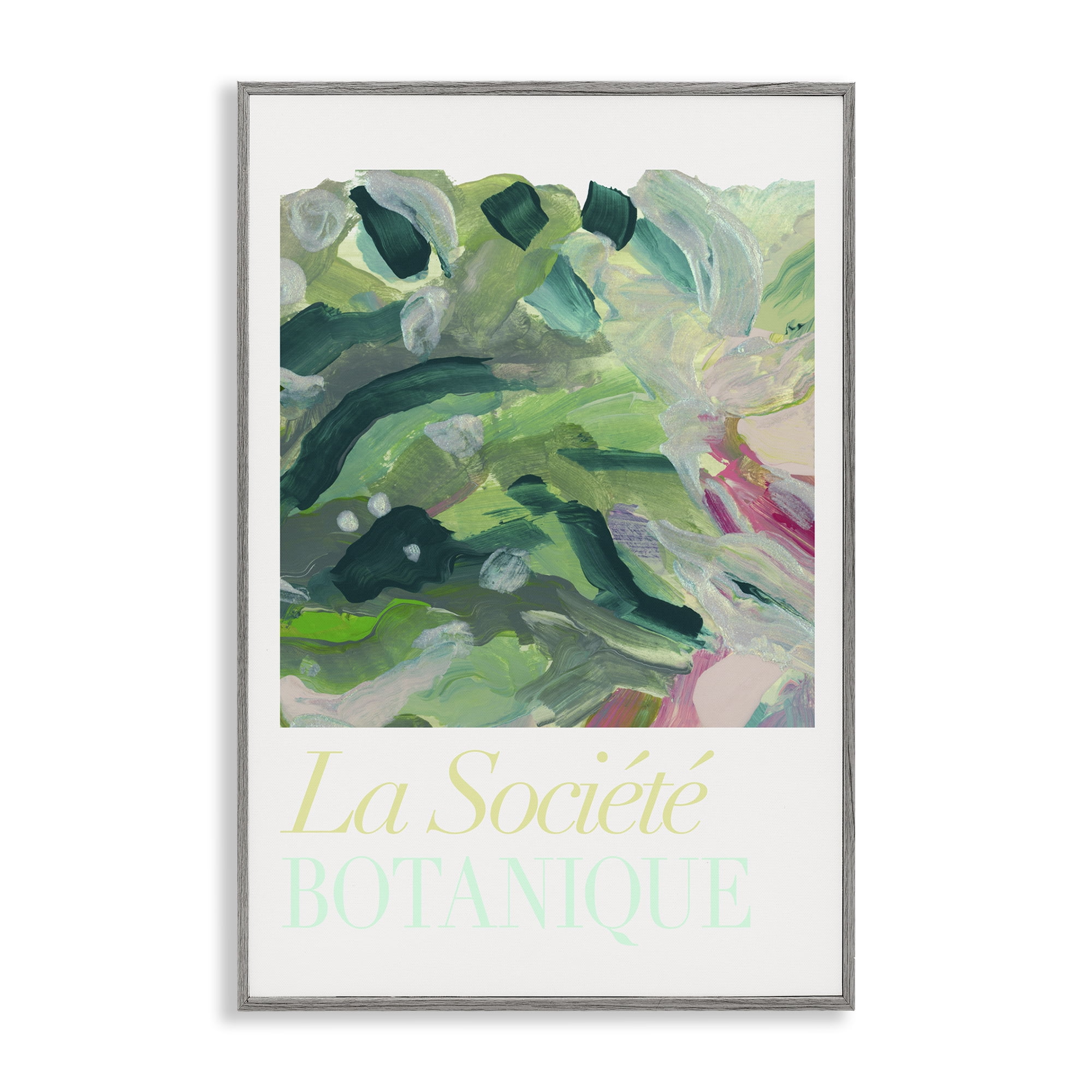 Stupell Industries French Leaves Abstraction Plants & Flowers Painting Gray Framed Art Print Wall Art, 16 x 24