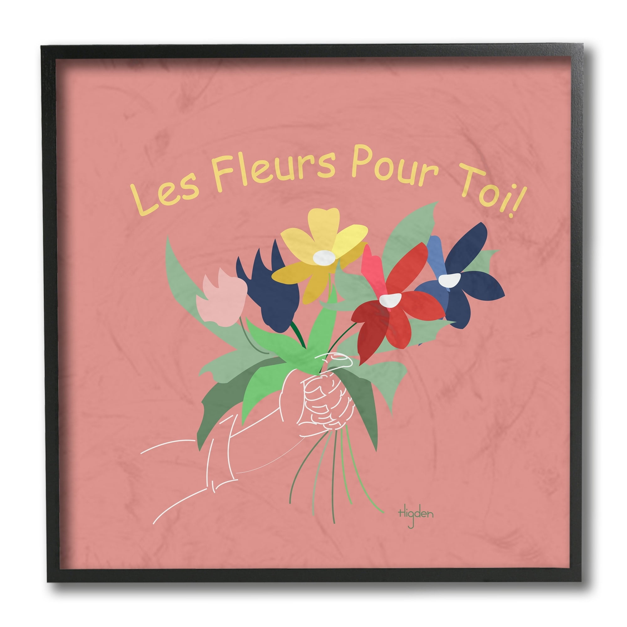 Stupell Industries French Les Fleurs Pour Toi Phrase Flower Bouquet Black Framed by Mark Higden