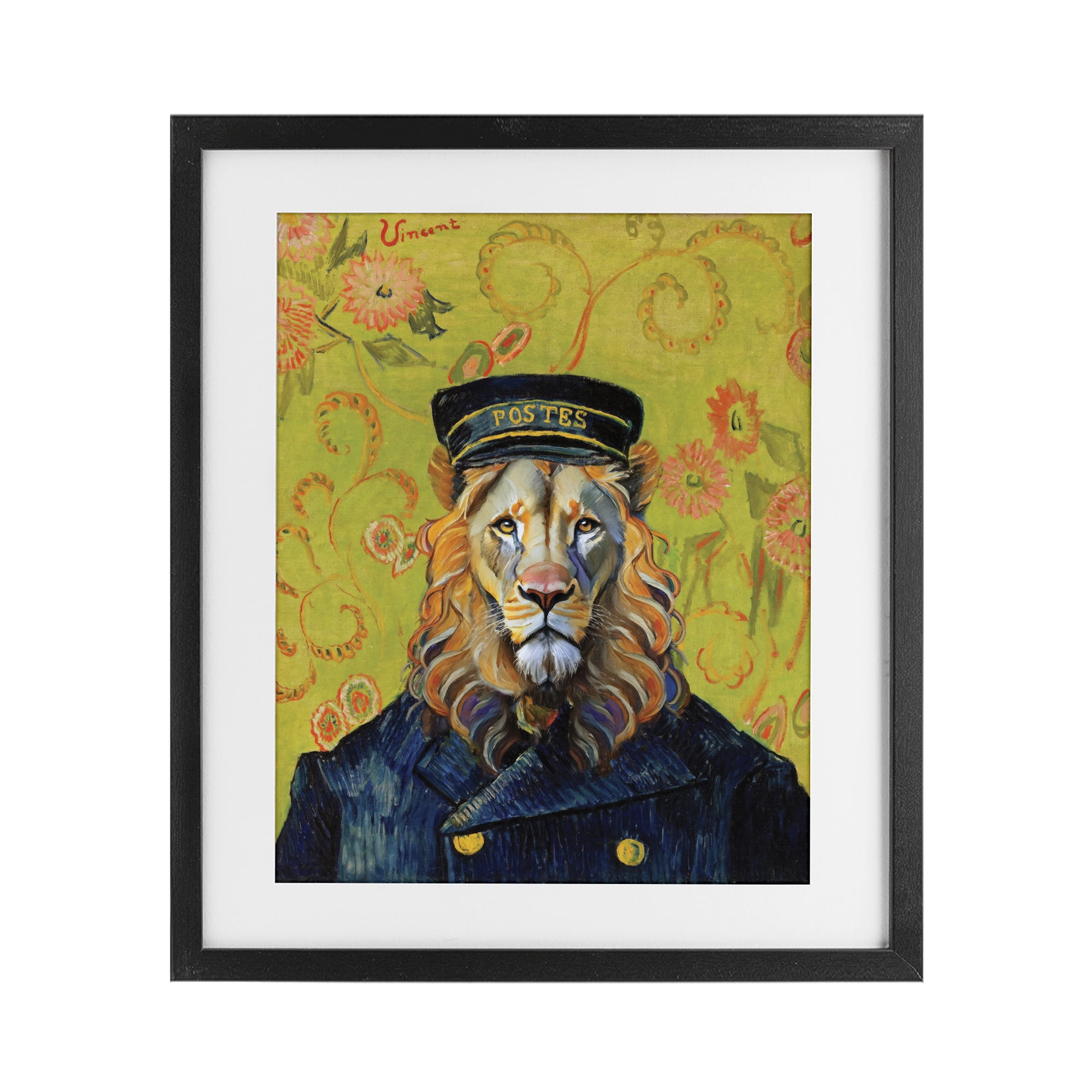 Stupell Industries French Lion Postmaster Black Framed Print Under Glass, design by Grotto Studios