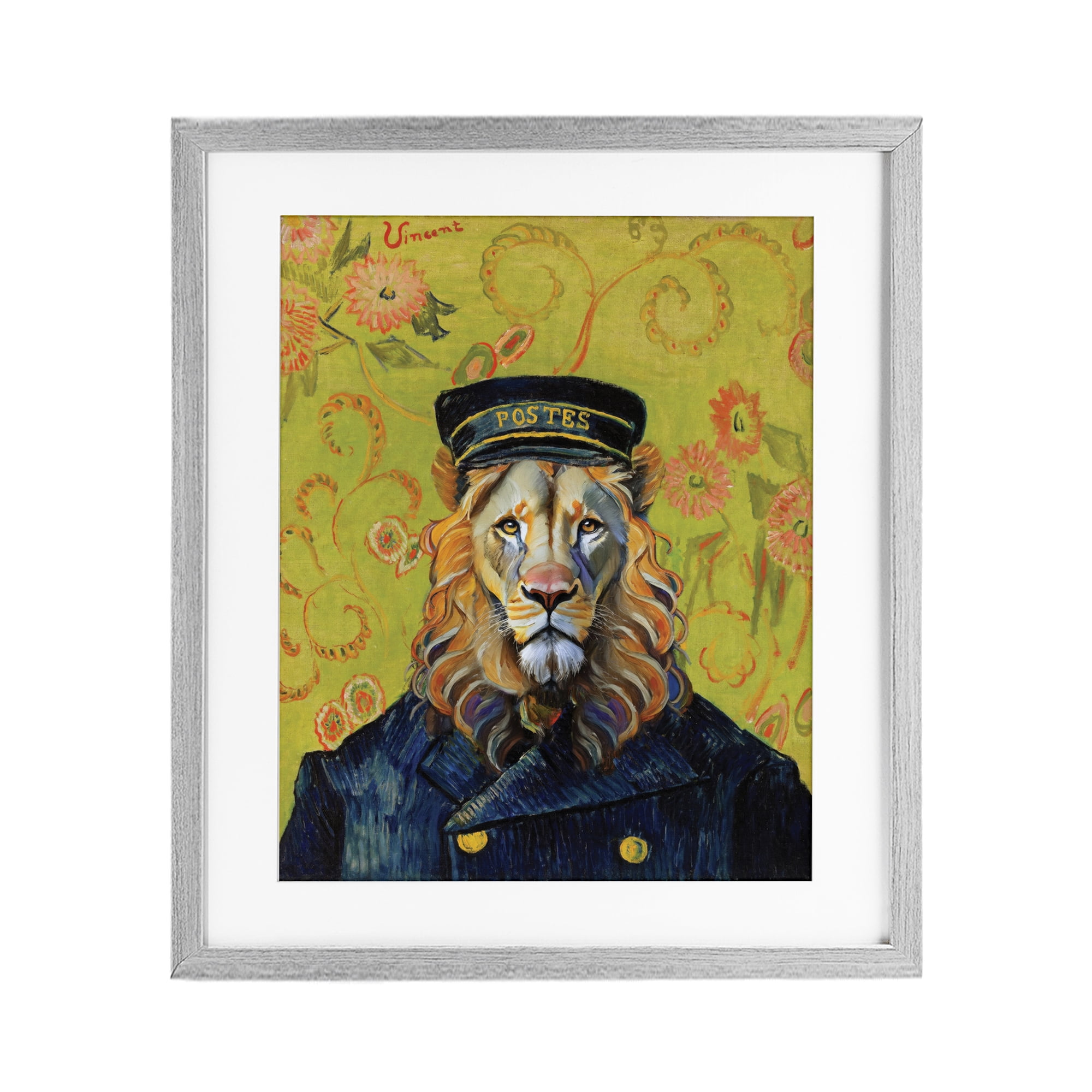 Stupell Industries French Lion Postmaster Gray Framed Print Under Glass, design by Grotto Studios