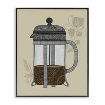 Stupell Industries French Press Coffee Food & Beverage Painting Black Framed Art Print Wall Art, 11 x 14