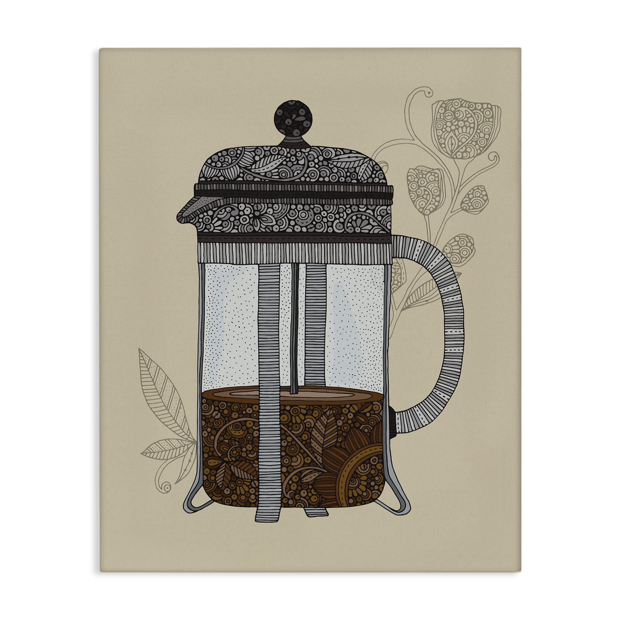 Stupell Industries French Press Coffee Food & Beverage Painting Gallery Wrapped Canvas Art Print Wall Art, 30 x 40