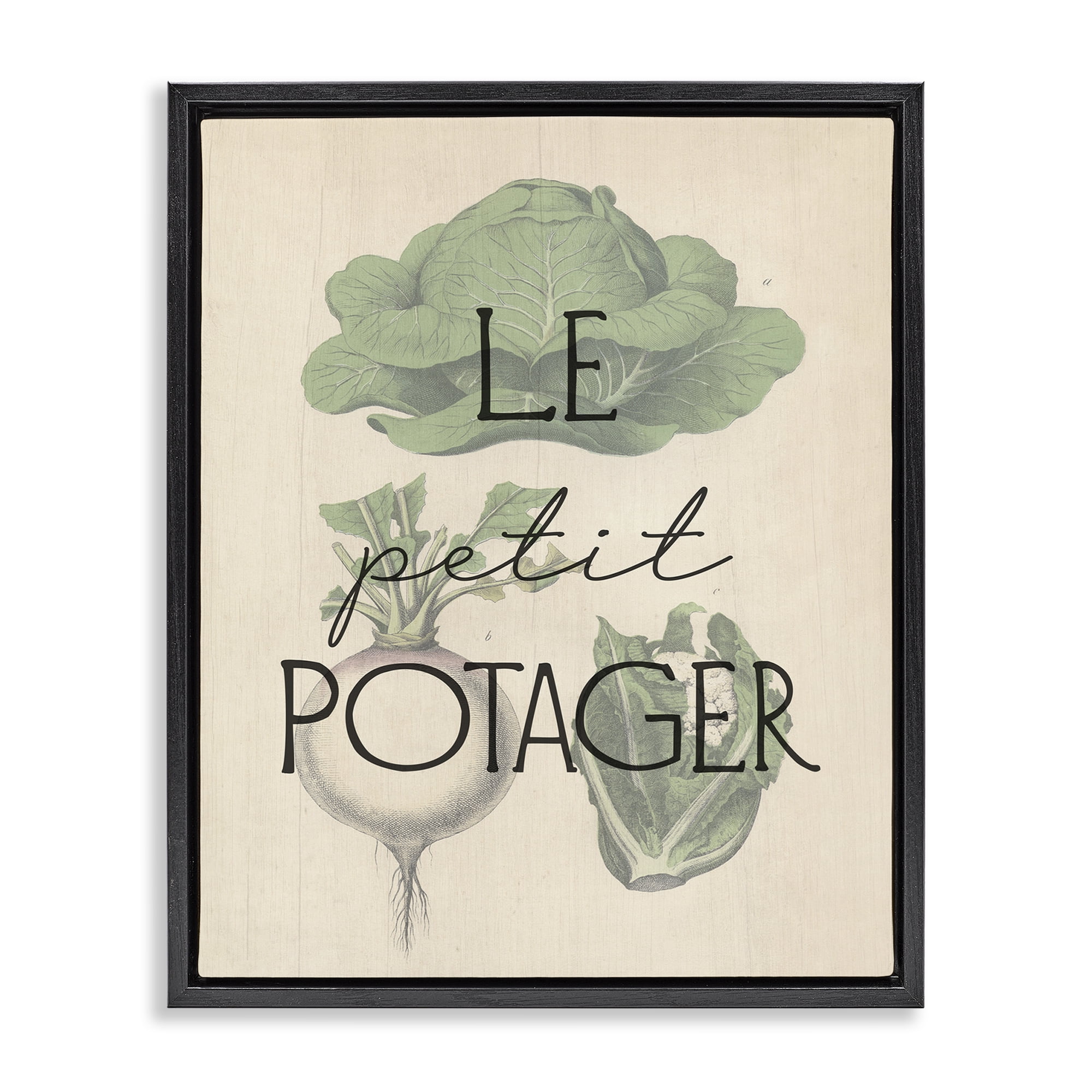 Stupell Industries French Vegetable Garden Food & Beverage Painting Black Floater Framed Canvas Art Print Wall Art, 25 x 31