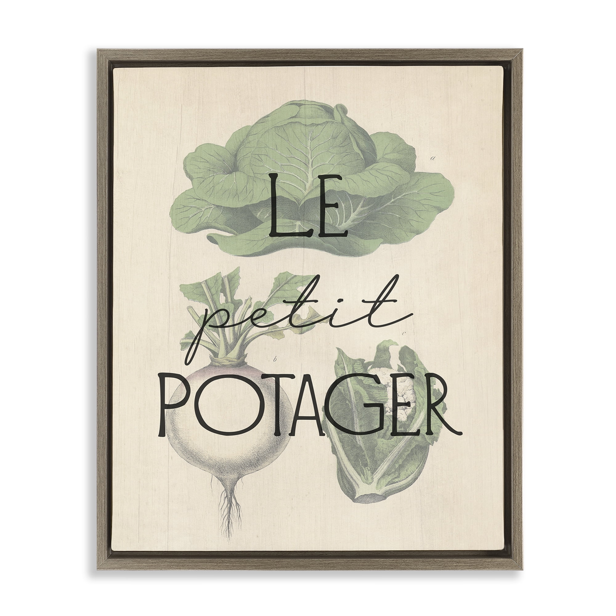 Stupell Industries French Vegetable Garden Food & Beverage Painting Brown Floater Framed Canvas Art Print Wall Art, 25 x 31