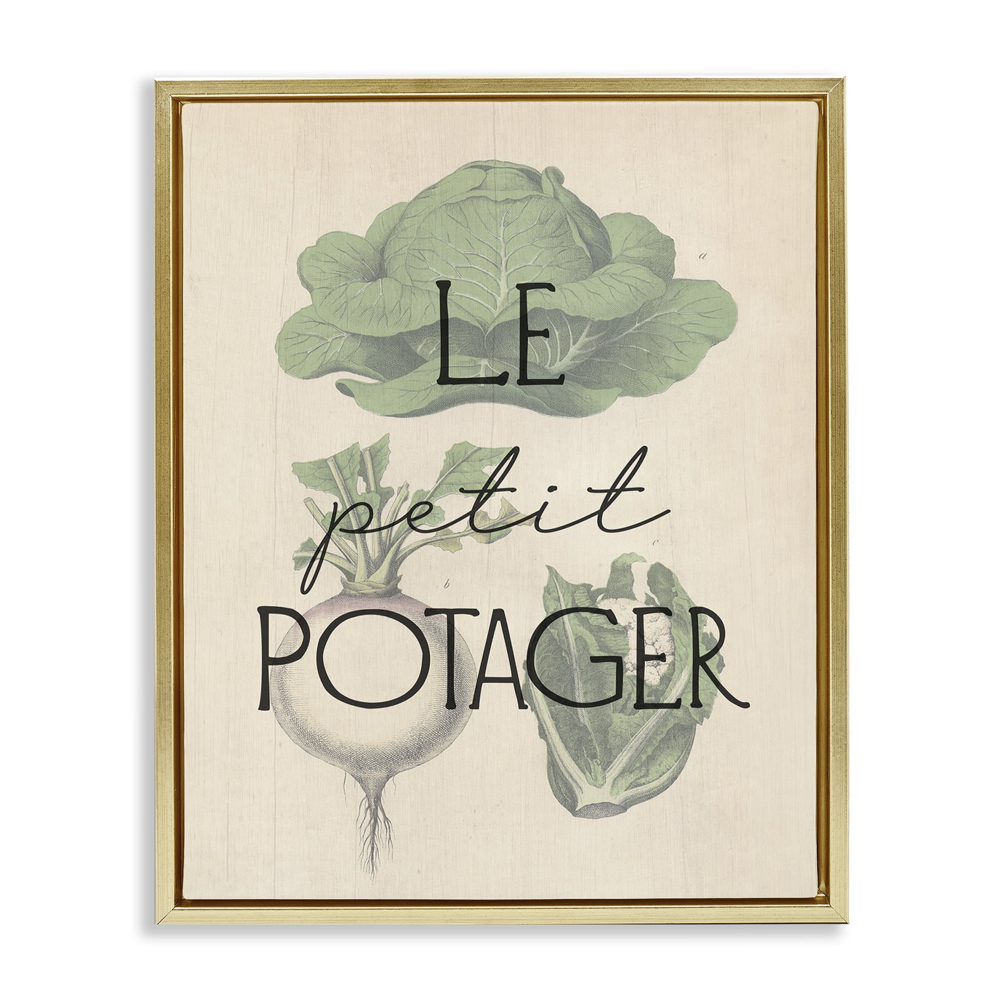 Stupell Industries French Vegetable Garden Food & Beverage Painting Gold Floater Framed Canvas Art Print Wall Art, 17 x 21