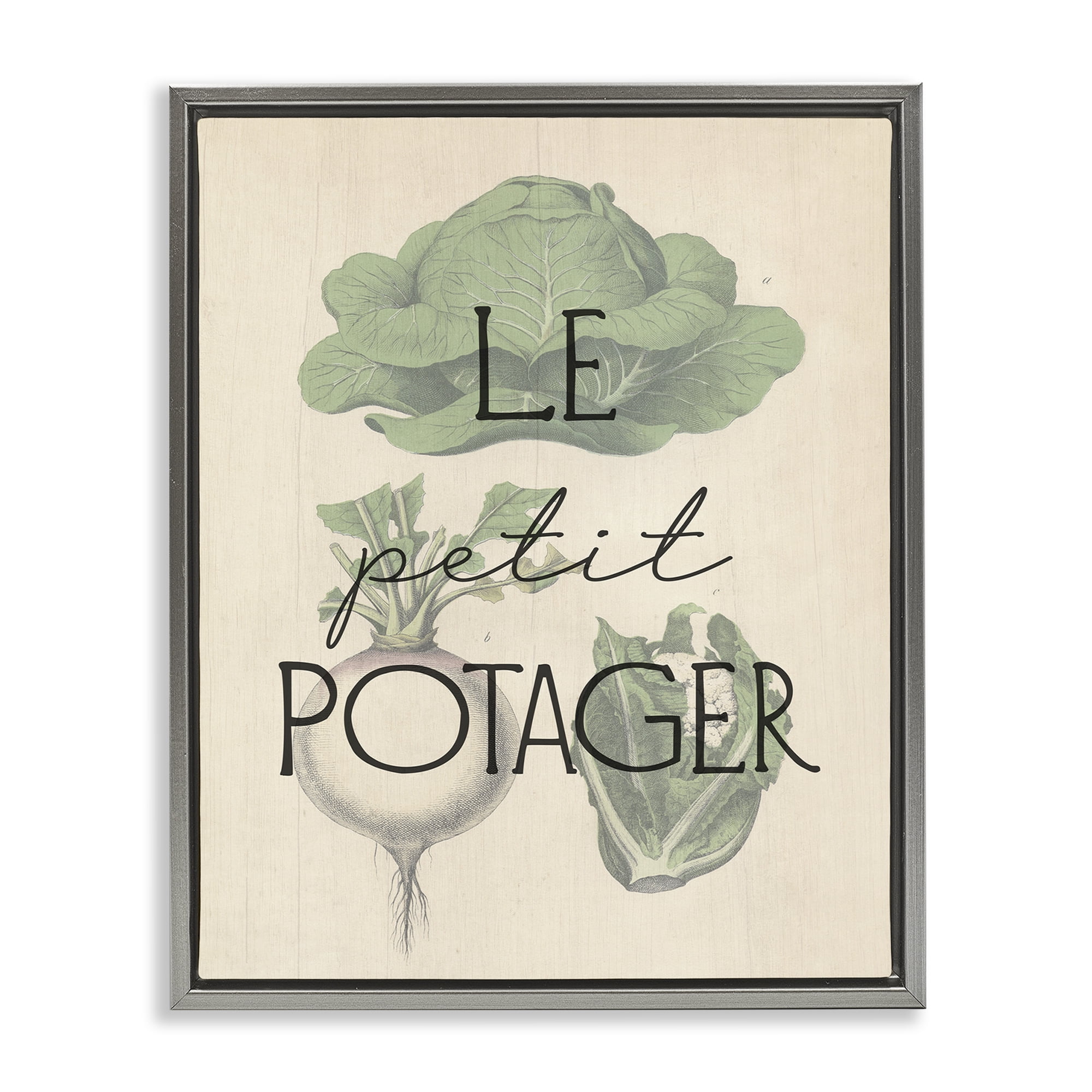 Stupell Industries French Vegetable Garden Food & Beverage Painting Gray Floater Framed Canvas Art Print Wall Art, 17 x 21