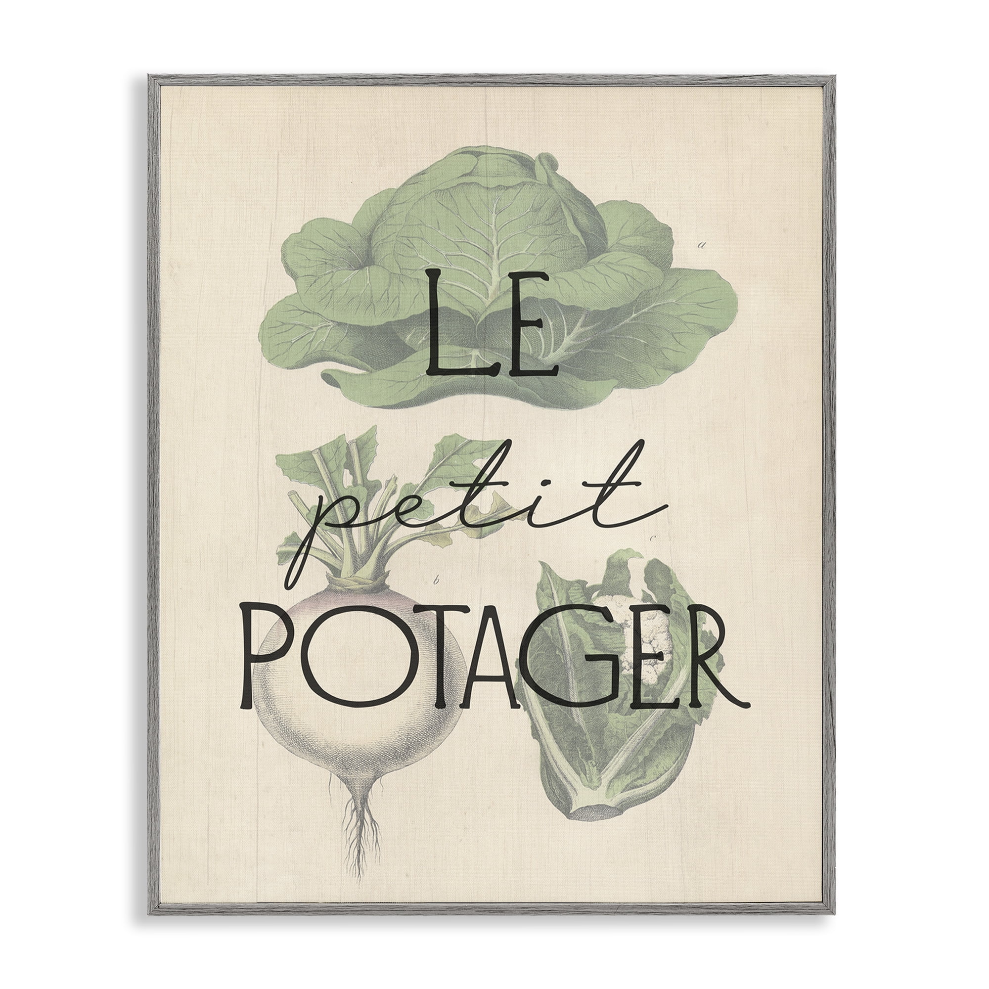 Stupell Industries French Vegetable Garden Food & Beverage Painting Gray Framed Art Print Wall Art, 11 x 14
