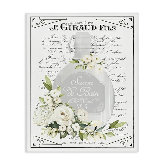 Stupell Industries French White Bath Soap Canvas Wall Art design by Lettered and Lined, 20 x 16