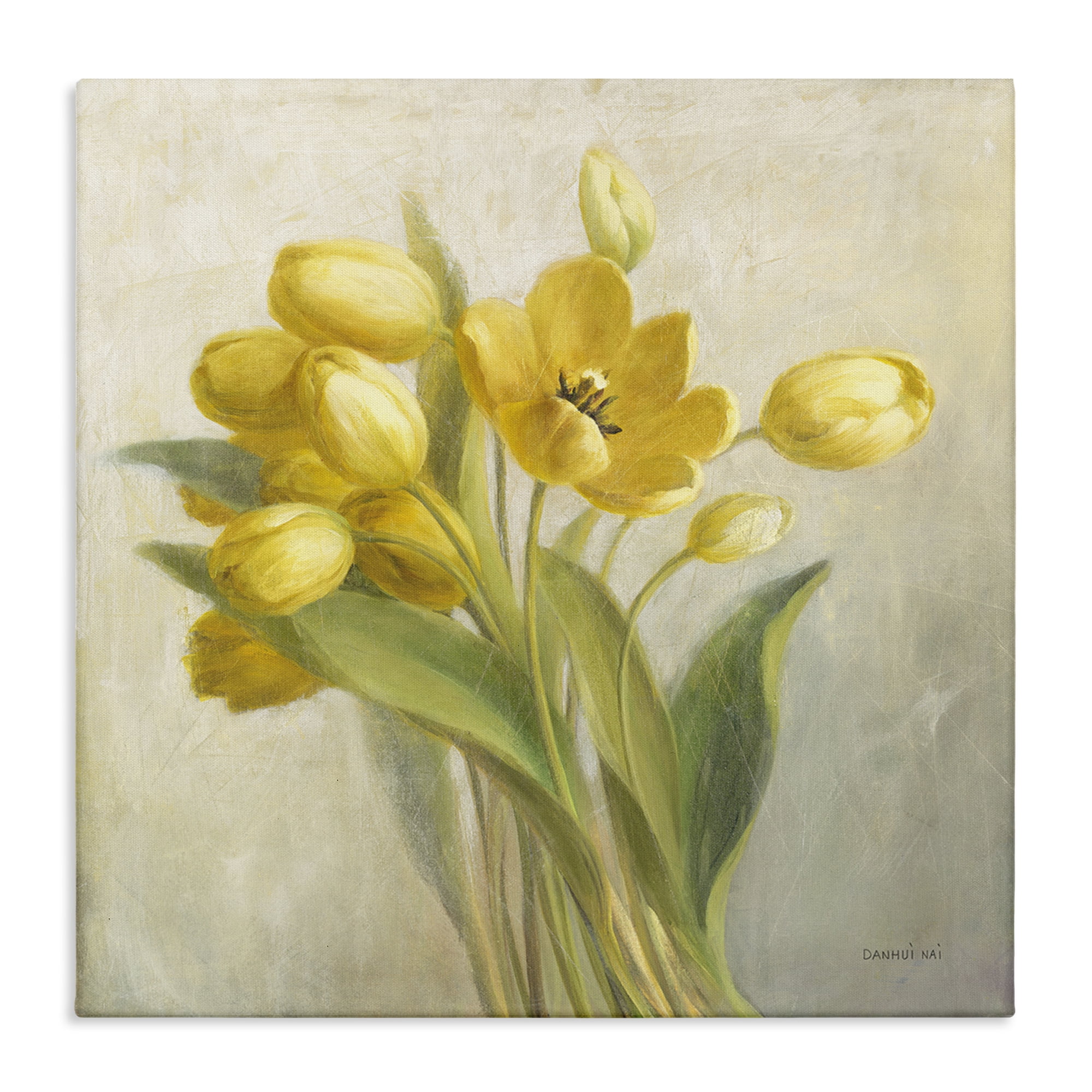 Stupell Industries French Yellow Tulips Botanical & Floral Painting Gallery Wrapped Canvas Art Print Wall Art, 30 x 30