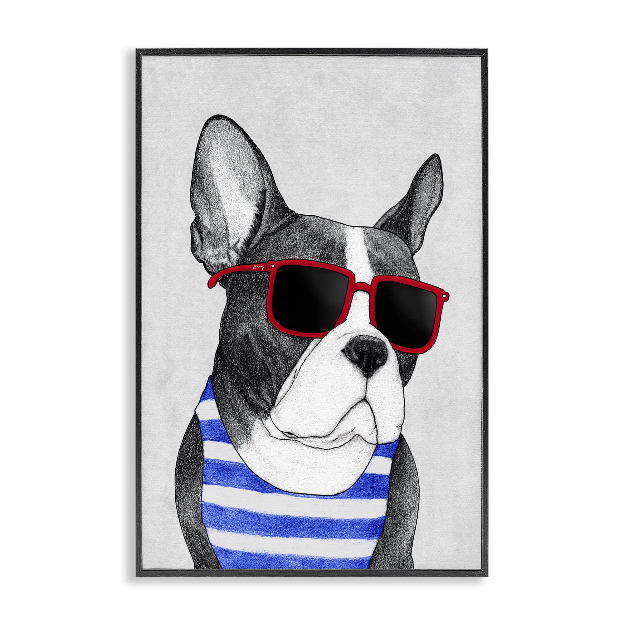 Stupell Industries Frenchie Summer Style Black Framed Giclee Art, design by Barruff