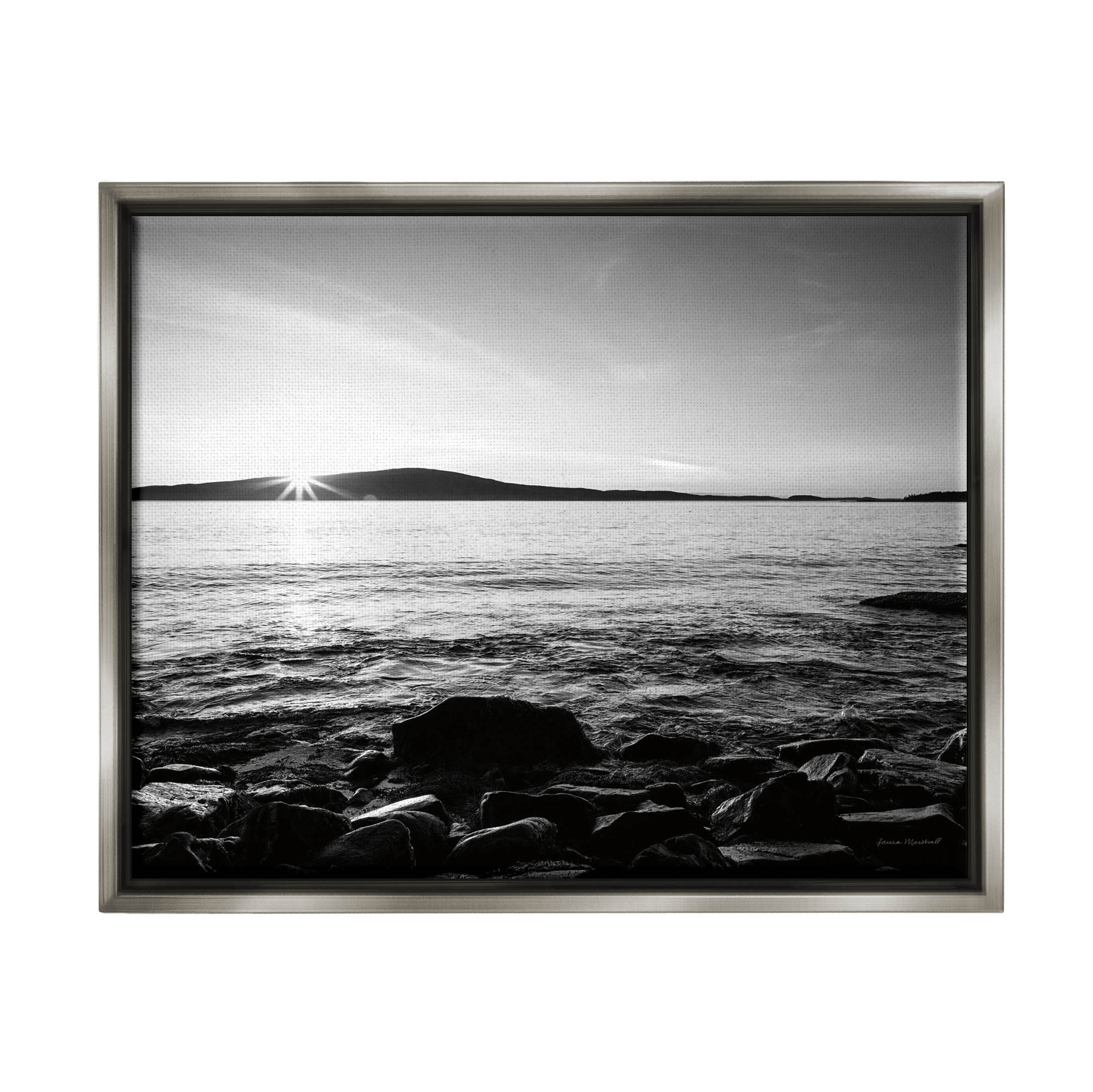 Stupell Industries Frenchman Bay Nautical Seascape Photograph Luster Gray Floating Framed Canvas Print Wall Art, Design by Laura Marshall