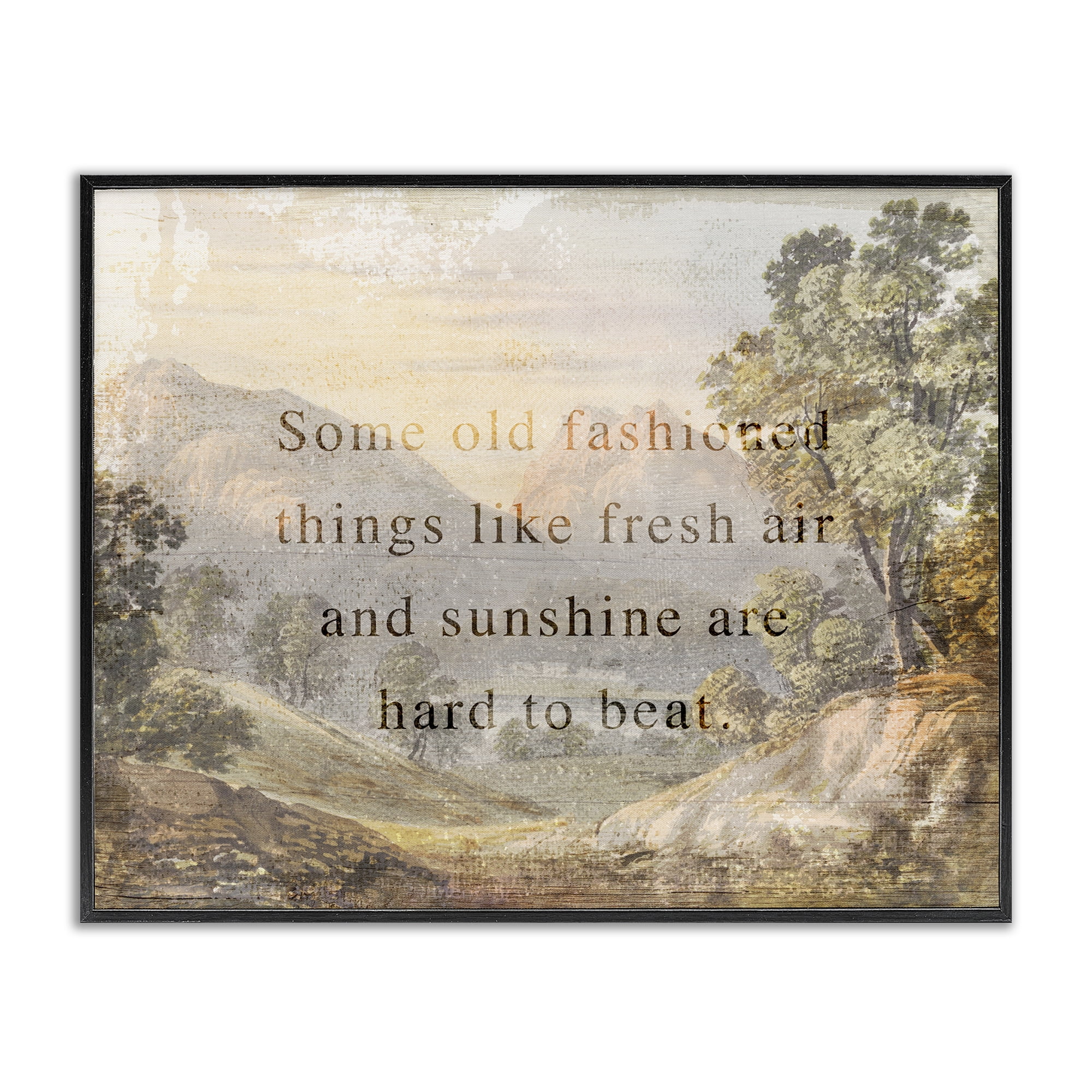 Stupell Industries Fresh Air Sentiment Landscape Landscape & Nature Painting Black Framed Art Print Wall Art, 20 x 16