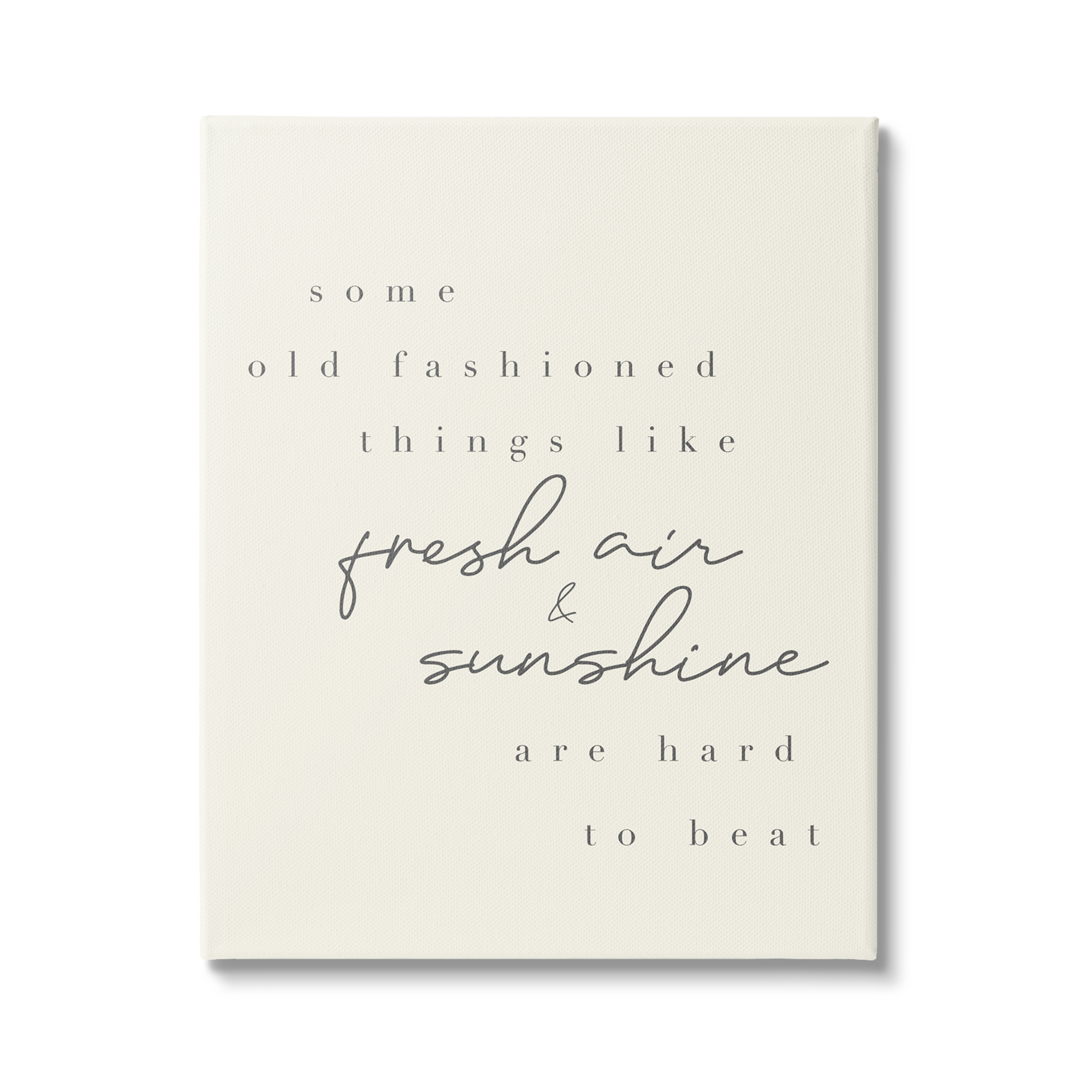 Stupell Industries Fresh Air & Sunshine Comforting Cursive Typography Graphic Art Gallery Wrapped Canvas Print Wall Art, Design by Daphne Polselli