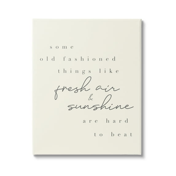 Stupell Industries Fresh Air & Sunshine Comforting Cursive Typography Graphic Art Gallery Wrapped Canvas Print Wall Art, Design by Daphne Polselli