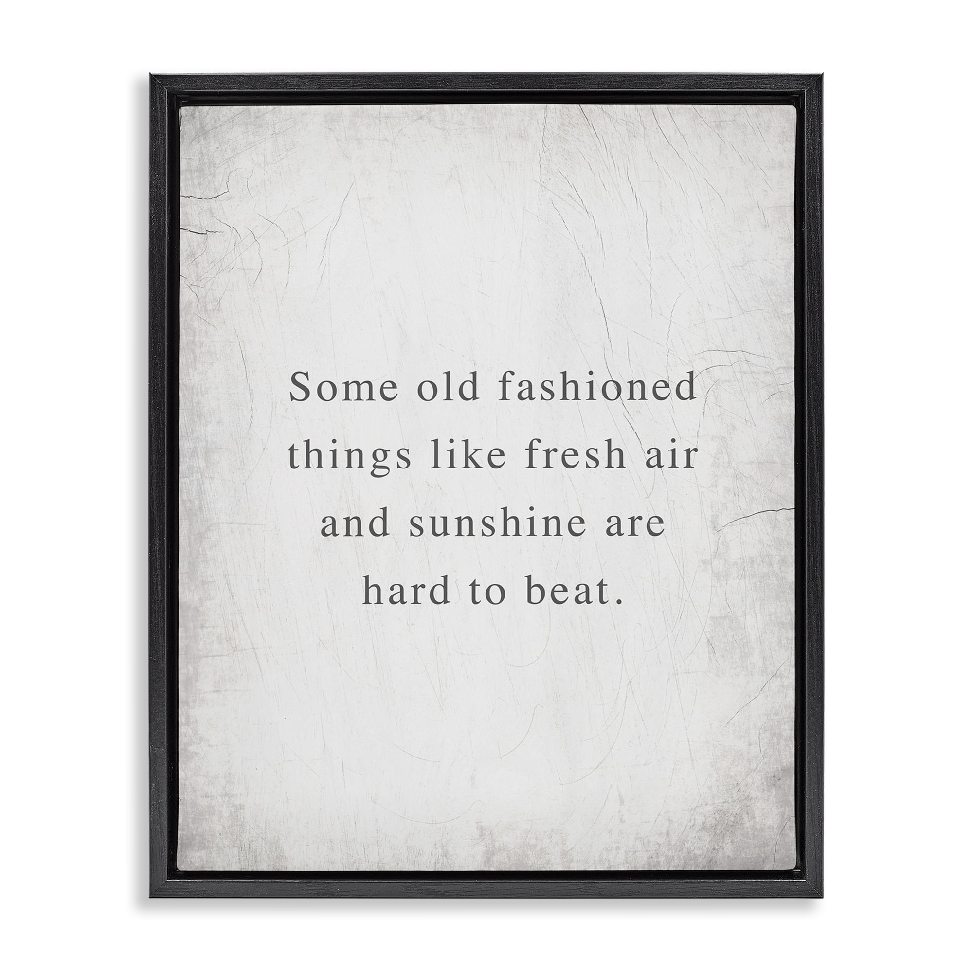 Stupell Industries Fresh Air & Sunshine Sentiment Text & Numbers Painting Black Floater Framed Canvas Art Print Wall Art, 25 x 31