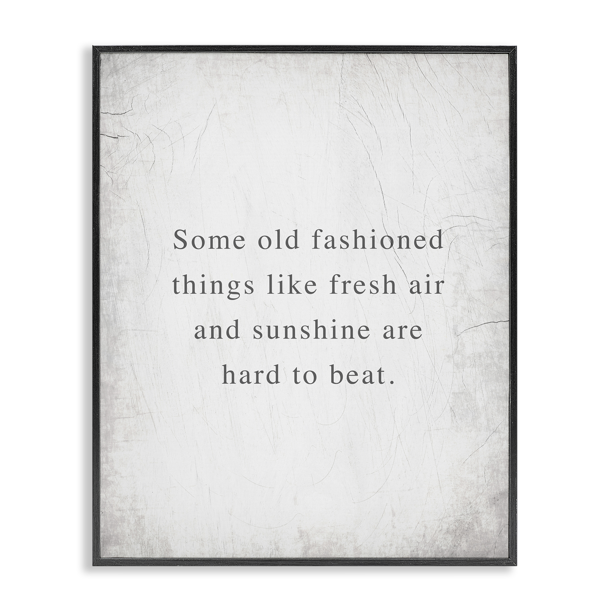 Stupell Industries Fresh Air & Sunshine Sentiment Text & Numbers Painting Black Framed Art Print Wall Art, 16 x 20