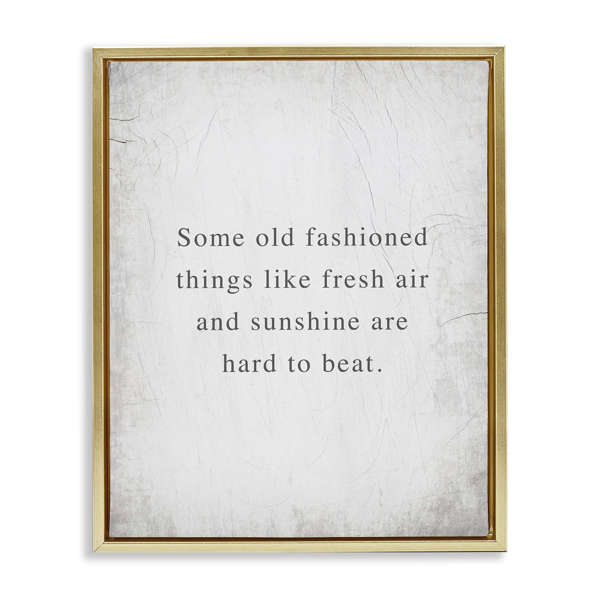 Stupell Industries Fresh Air & Sunshine Sentiment Text & Numbers Painting Gold Floater Framed Canvas Art Print Wall Art, 17 x 21