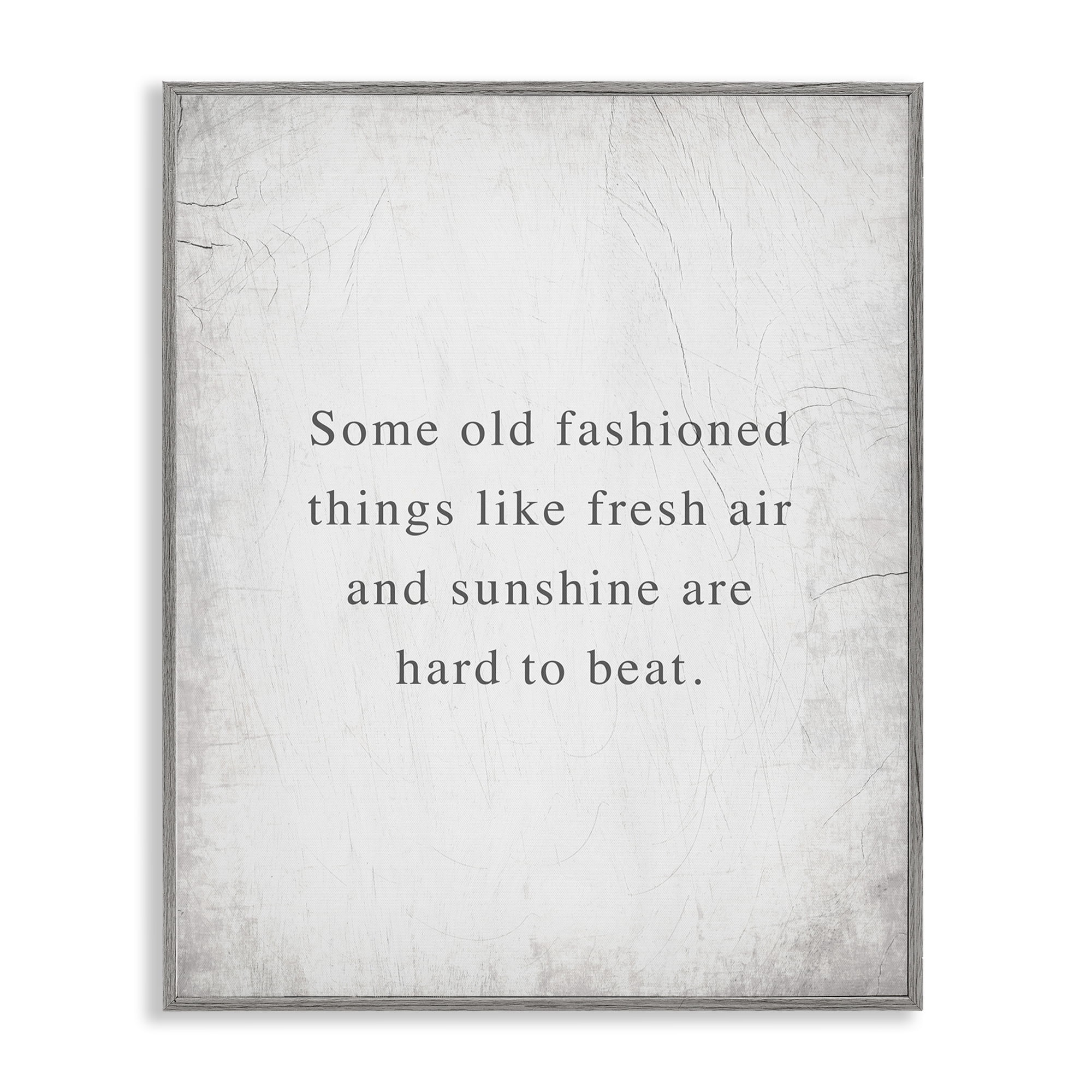 Stupell Industries Fresh Air & Sunshine Sentiment Text & Numbers Painting Gray Framed Art Print Wall Art, 16 x 20