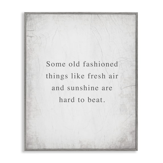 Stupell Industries Fresh Air & Sunshine Sentiment Text & Numbers Painting Gray Framed Art Print Wall Art, 16 x 20