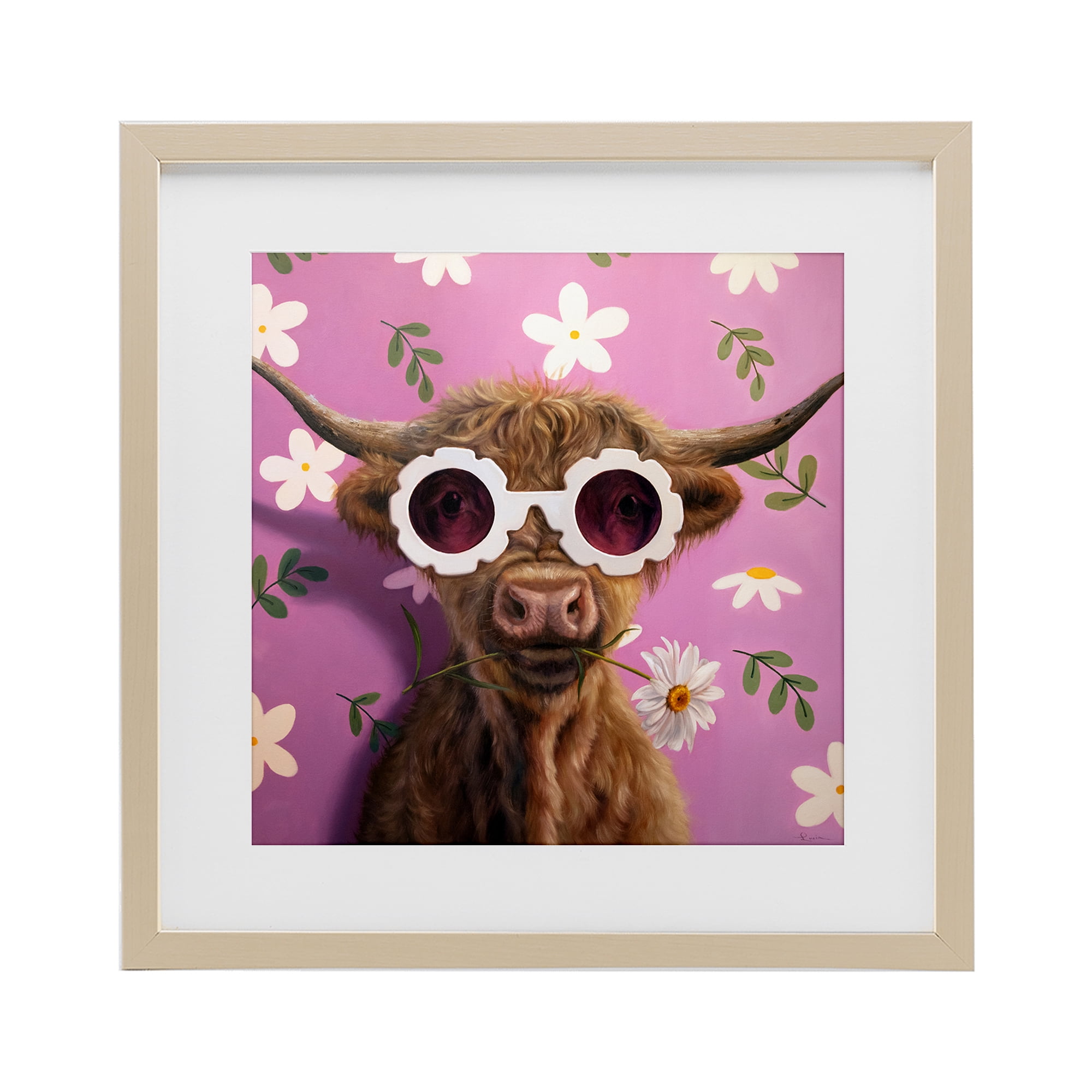 Stupell Industries Fresh As A Daisy Cattle Birch Framed Print Under Glass, design by Lucia Heffernan