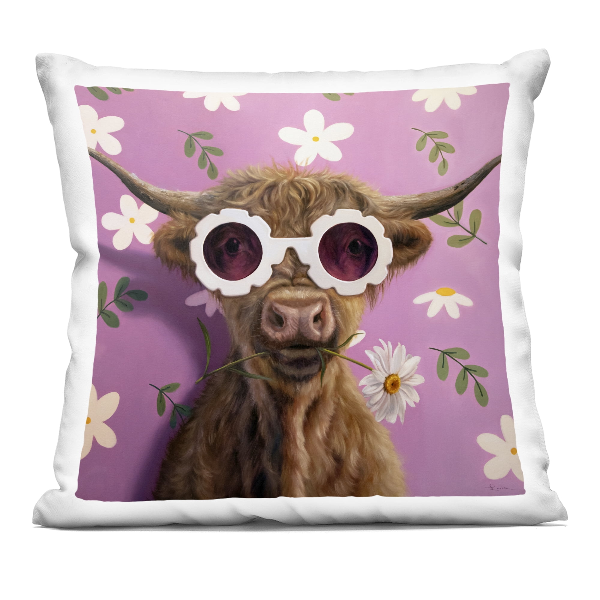 Stupell Industries Fresh As A Daisy Cattle Decorative Printed Throw Pillow, design by Lucia Heffernan, 18 x 7 x 18