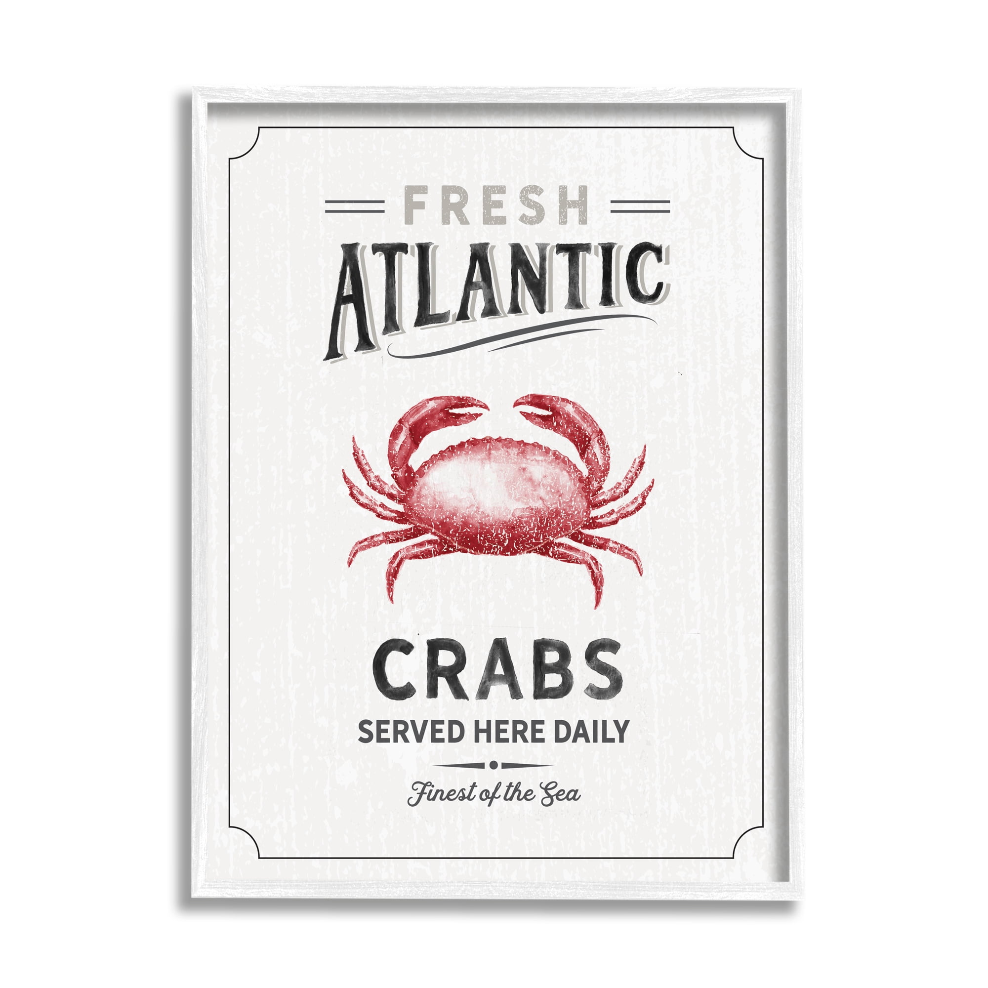 Stupell Industries Fresh Atlantic Crabs Vintage Nautical Food Advertisement Coastal Painting White Framed Art Print Wall Art, 11 x 14, Design by Nina Pierce
