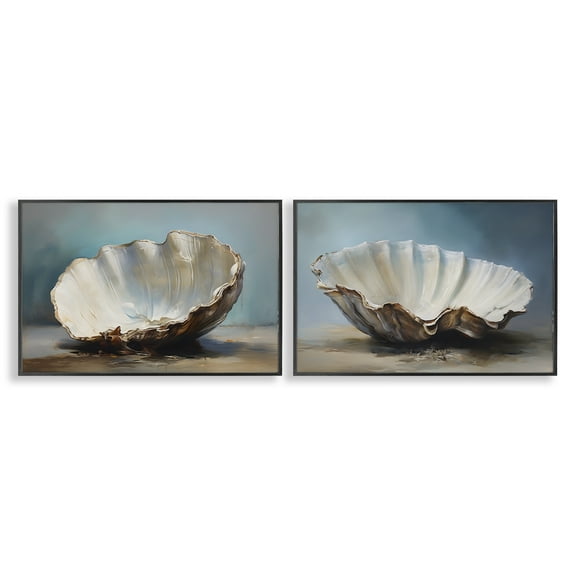 Stupell Industries Fresh Beach Finds Shells Nautical & Beach Painting Black Framed Art Print Wall Art, 18 x 12, Set of 2