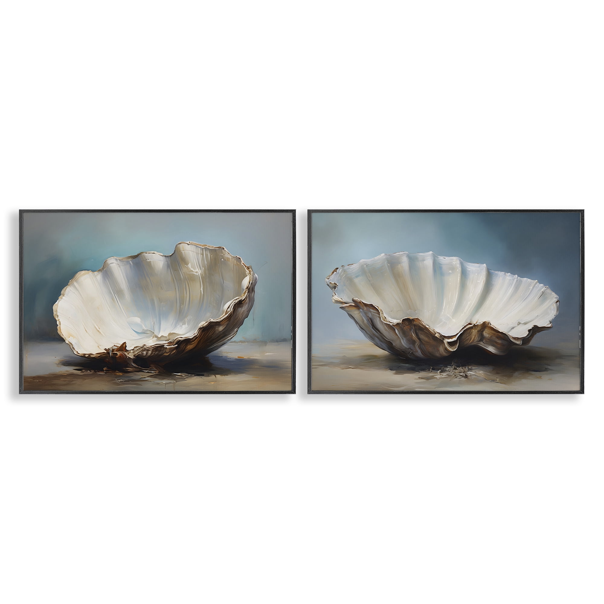 Stupell Industries Fresh Beach Finds Shells Nautical & Beach Painting Black Framed Art Print Wall Art, 24 x 16, Set of 2