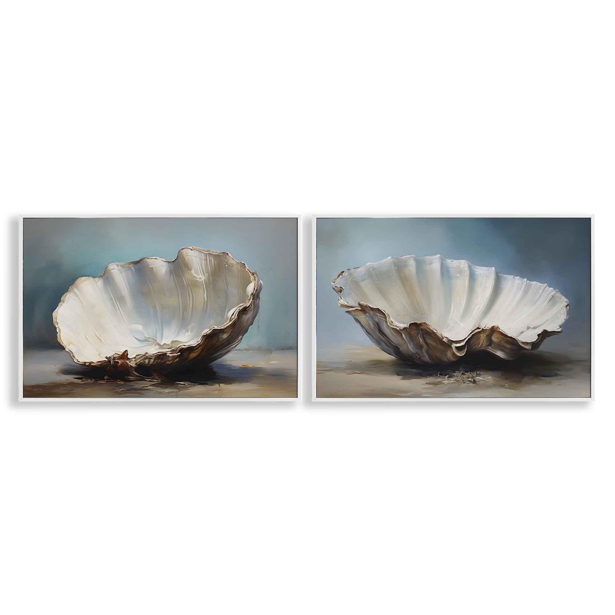 Stupell Industries Fresh Beach Finds Shells Nautical & Beach Painting White Framed Art Print Wall Art, 18 x 12, Set of 2