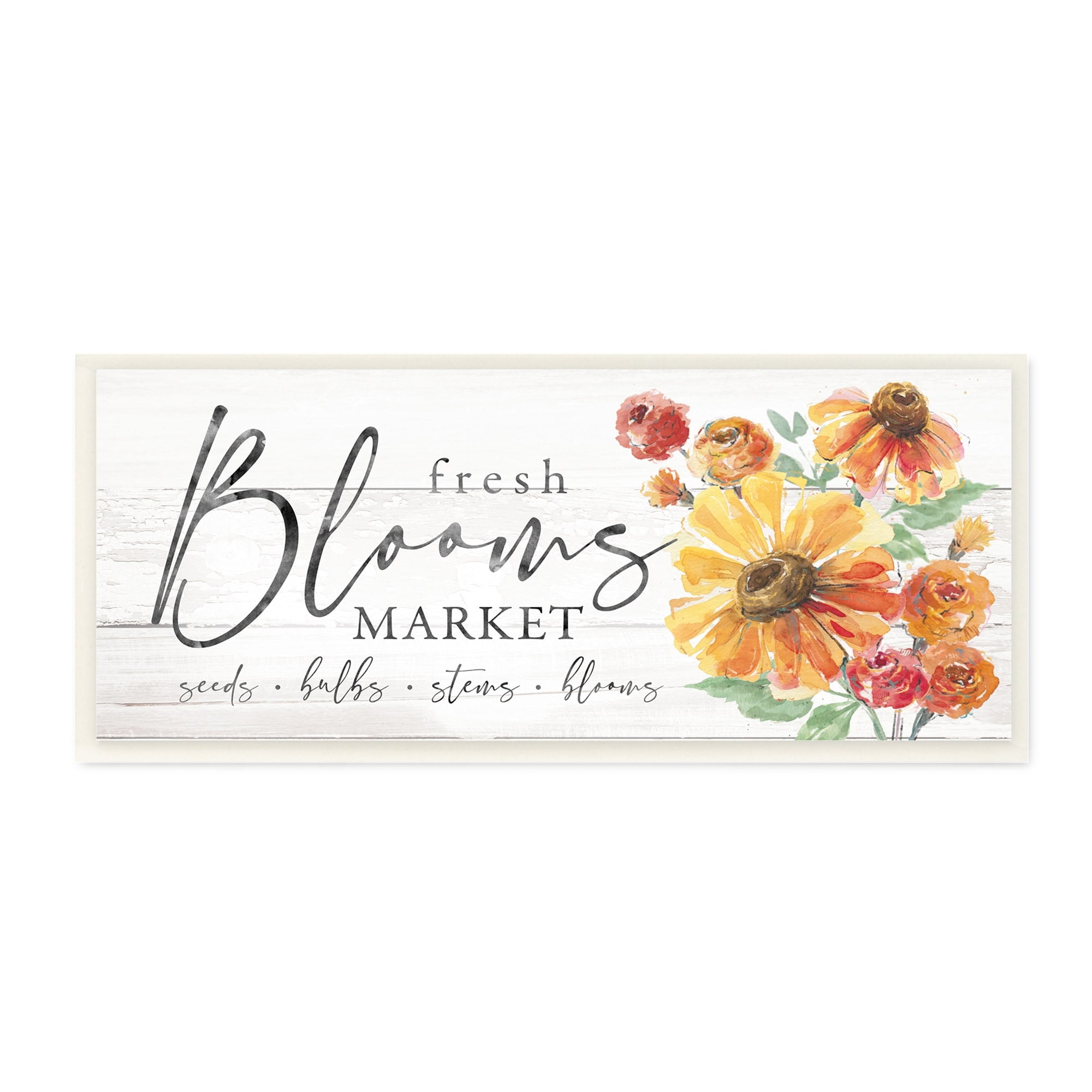 Stupell Industries Fresh Blooms Market Seeds Bulbs Stems Flower Illustration,17 x 7, Design by Courtney Morgenstern