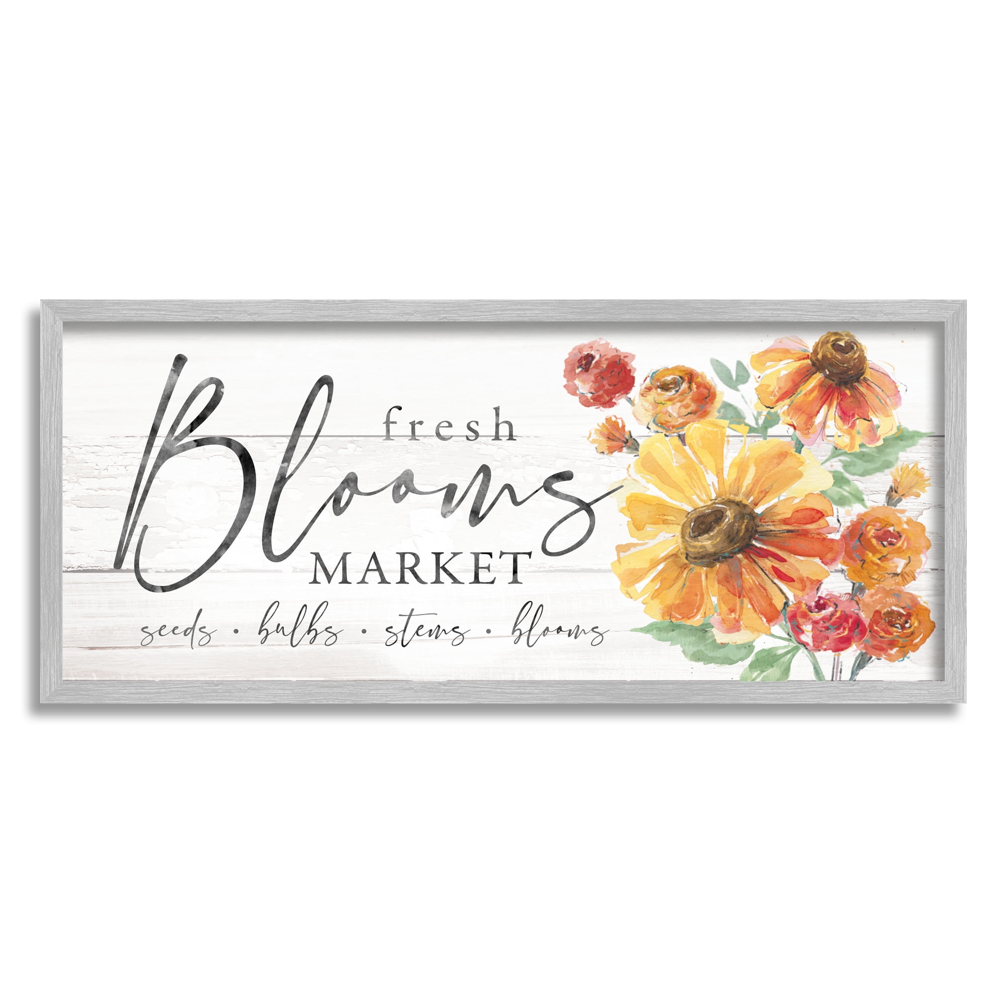 Stupell Industries Fresh Blooms Market Seeds Bulbs Stems Flower Illustration,24 x 10, Design by Courtney Morgenstern