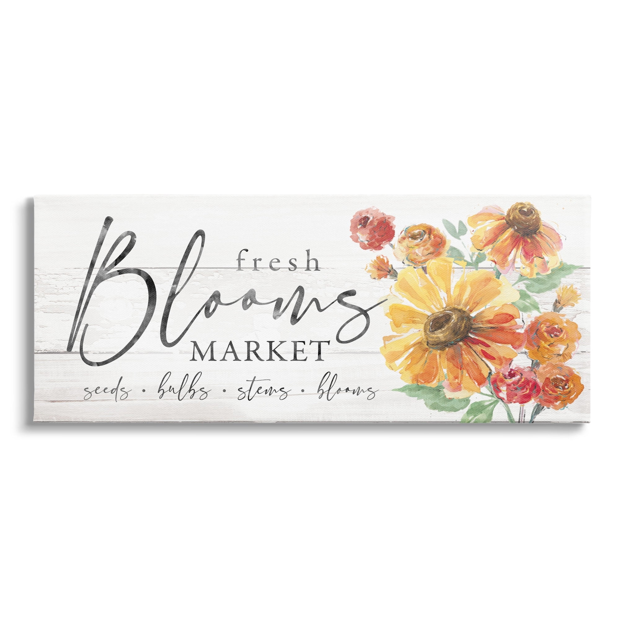 Stupell Industries Fresh Blooms Market Seeds Bulbs Stems Flower Illustration,40 x 17, Design by Courtney Morgenstern