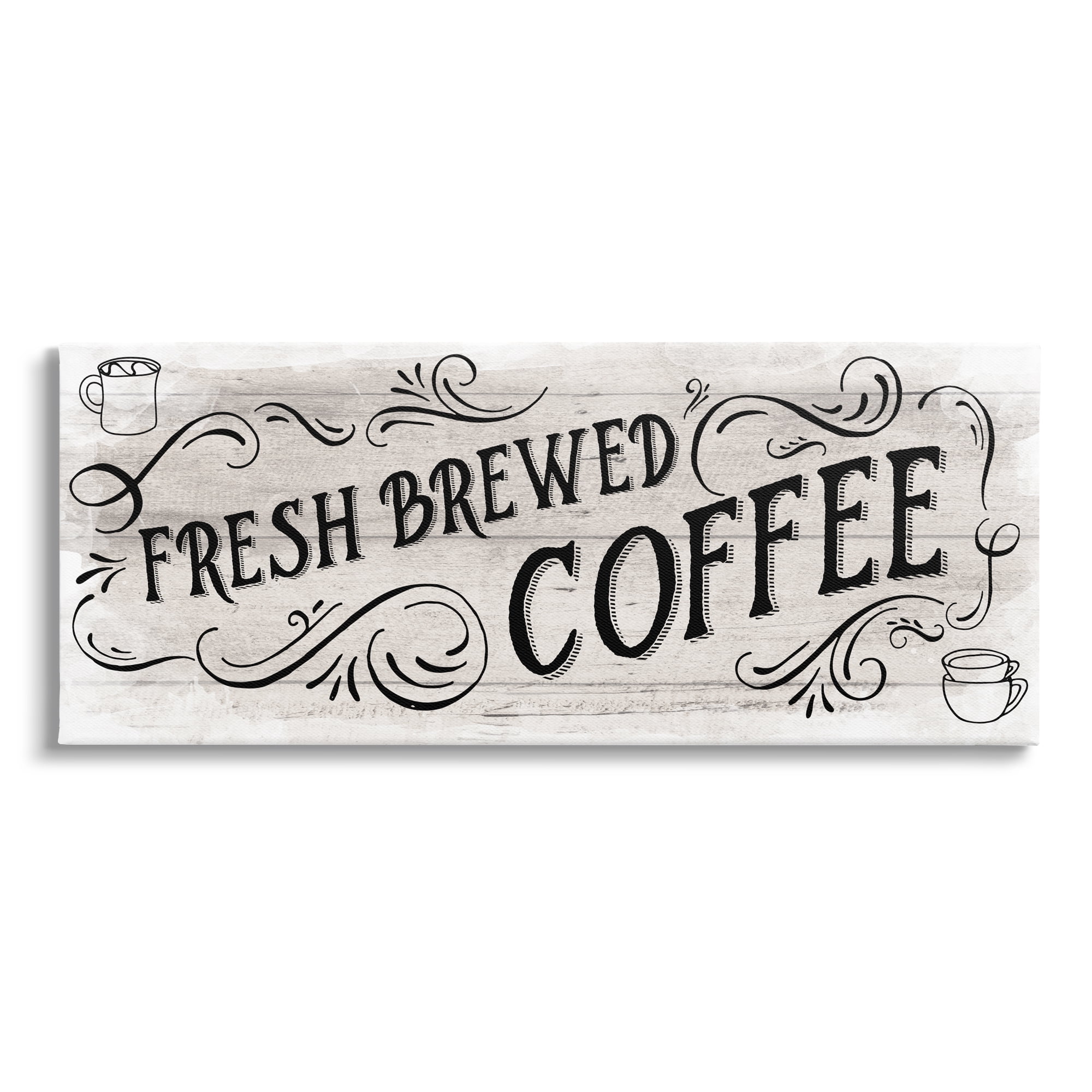 Stupell Industries Fresh Brewed Coffee Phrase Food & Beverage Painting Gallery Wrapped Canvas Art Print Wall Art, 30 x 13