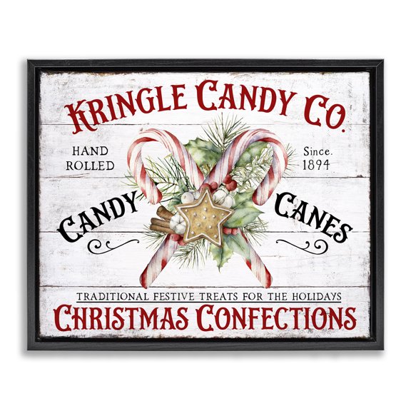 Stupell Industries Fresh Christmas Confections Holiday Painting Black Floater Framed Canvas Art Prints Wall Art, 31 x 25