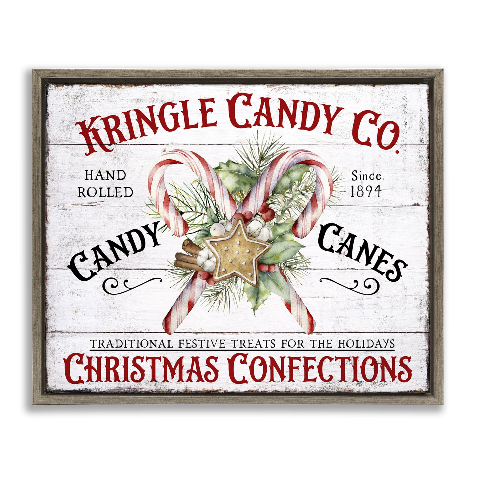 Stupell Industries Fresh Christmas Confections Holiday Painting Brown Floater Framed Canvas Art Prints Wall Art, 21 x 17