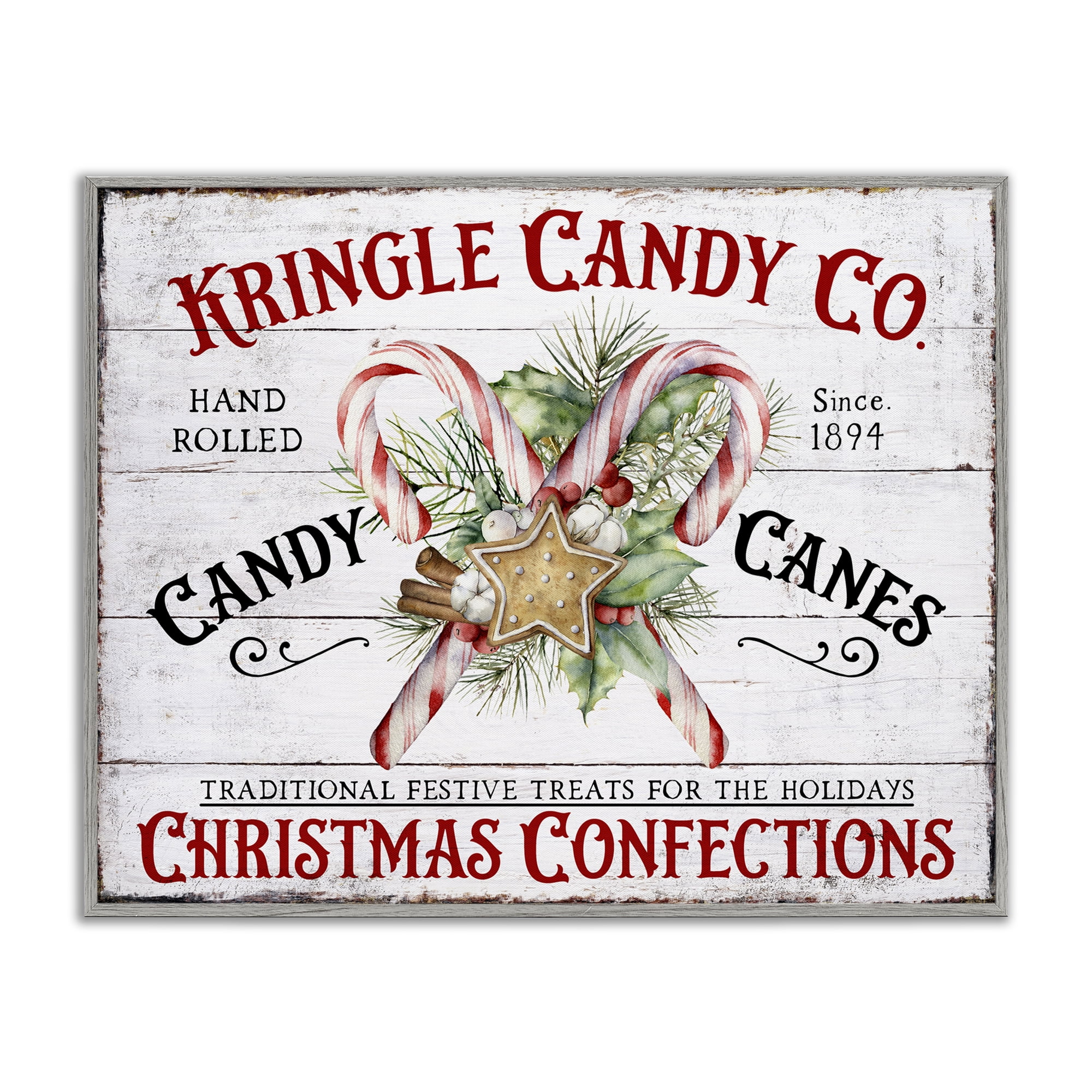 Stupell Industries Fresh Christmas Confections Holiday Painting Gray Framed Art Prints Wall Art, 20 x 16