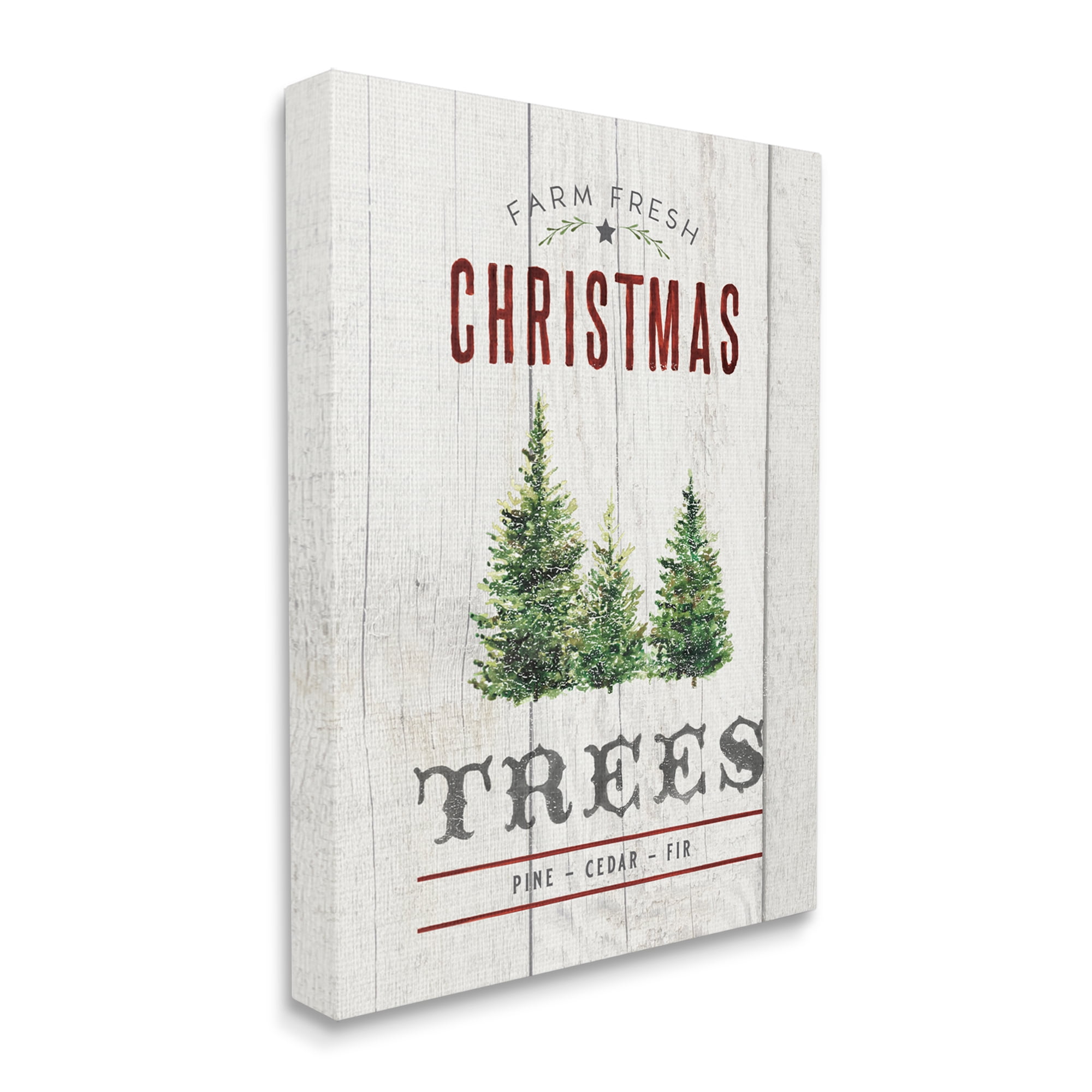 Stupell Industries Fresh Christmas Trees Country Advertisement Rustic Pattern Holiday Painting Gallery Wrapped Canvas Print Wall Art, 36 x 48