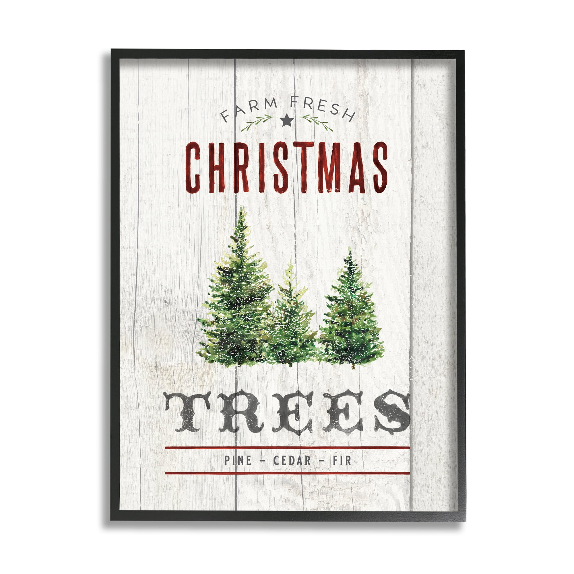 Rustic Black Framed Farm Fresh Christmas Trees Wall Art, 16 x 20