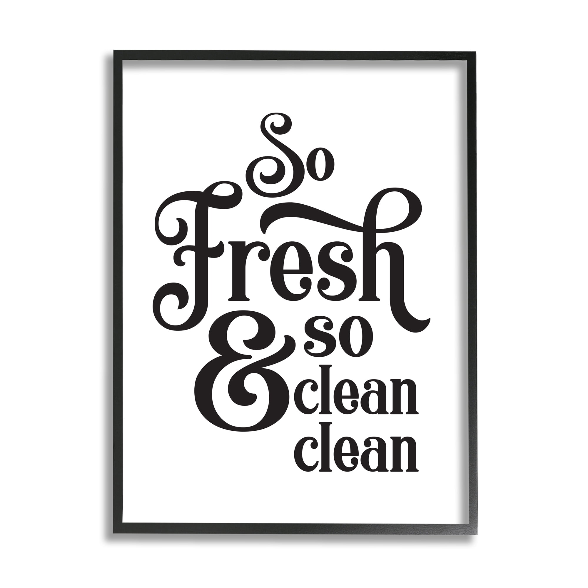 Stupell Industries So Fresh And Clean Phrase Laundry Room Humor Country Painting Black Framed Art Print Wall Art, 24 x 30, Design by Lettered and Lined