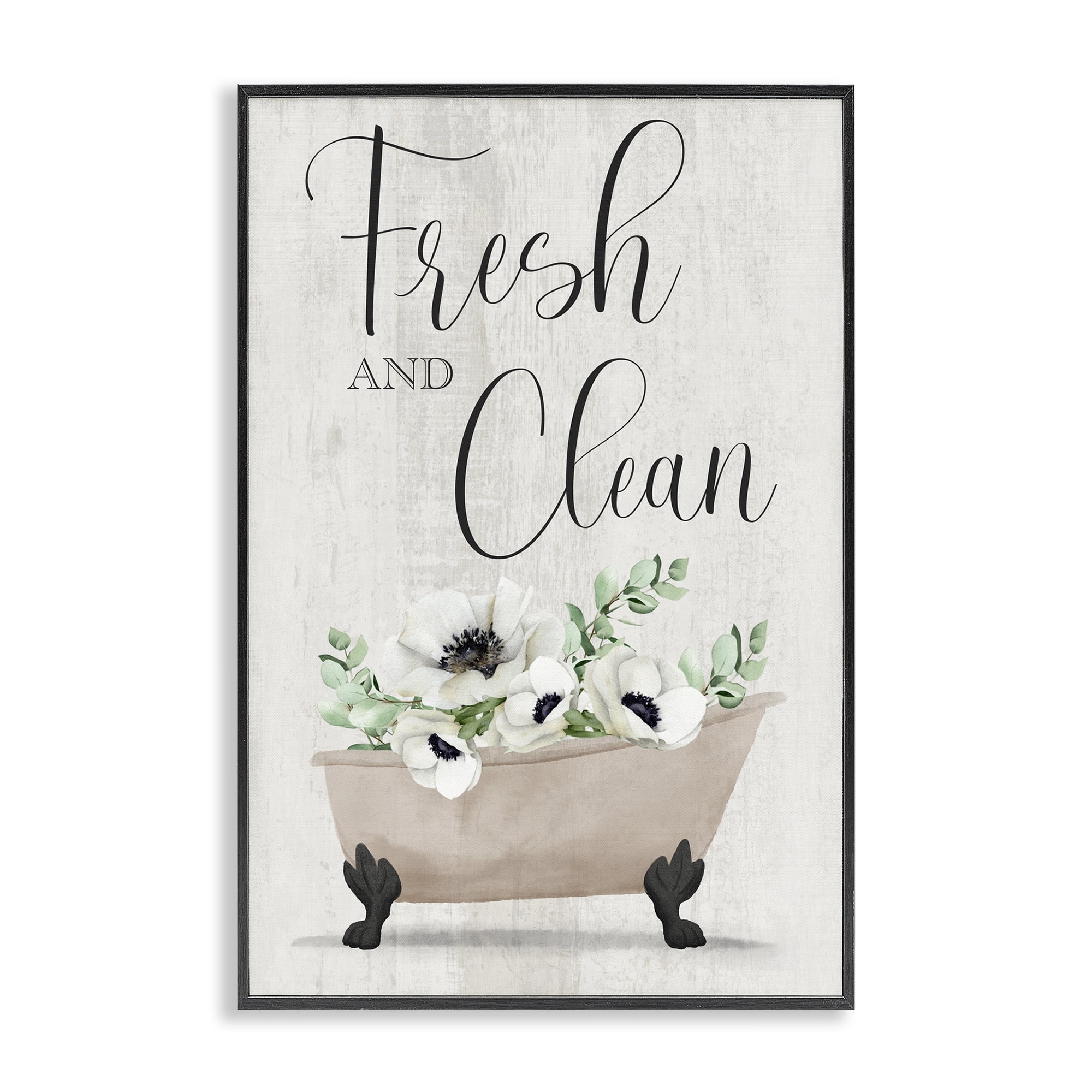 Stupell Industries Fresh & Clean Poppy Tub Bath & Laundry Painting Black Framed Art Print Wall Art, 20 x 30