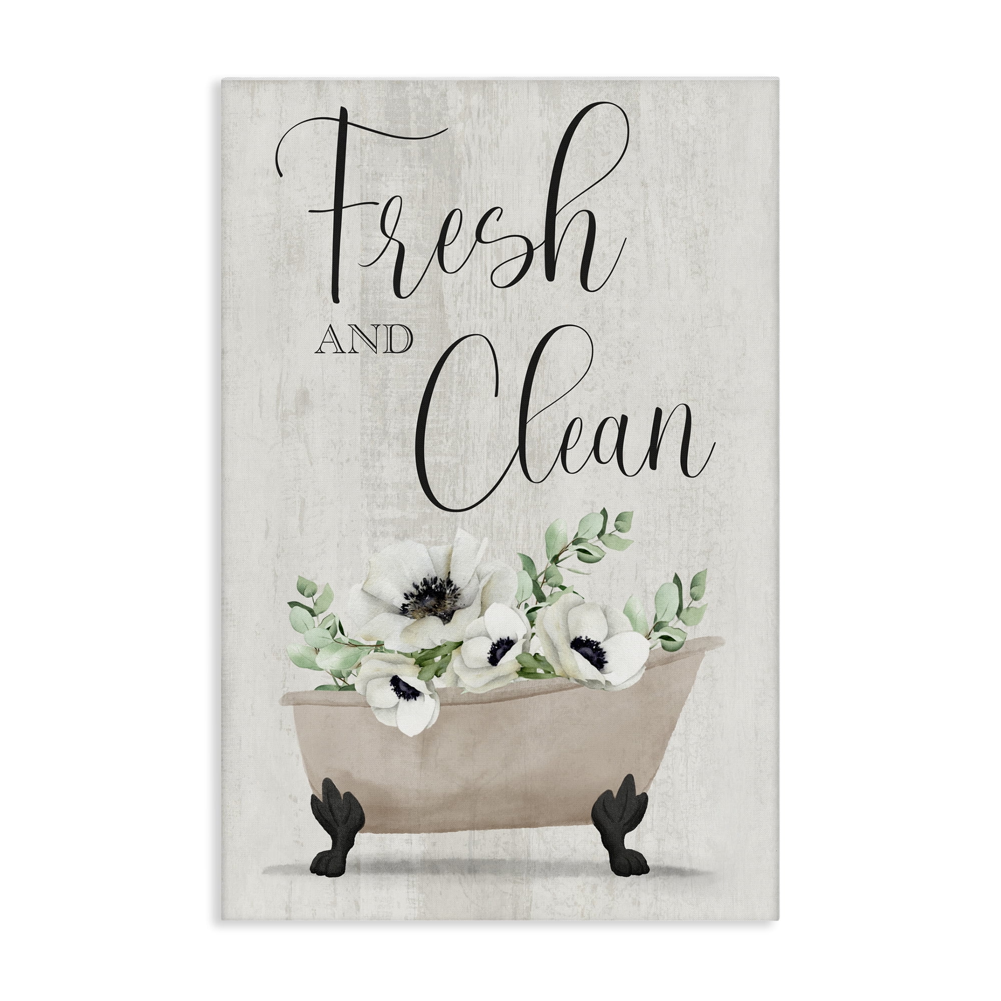Stupell Industries Fresh & Clean Poppy Tub Bath & Laundry Painting Wrapped Canvas Art Print Wall Art, 16 x 24