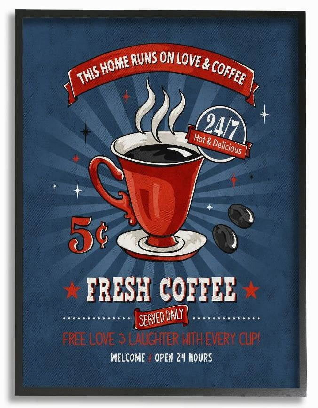 Stupell Industries Fresh Coffee Family Vintage Comic Book Design Framed Wall Art by Ester Kay