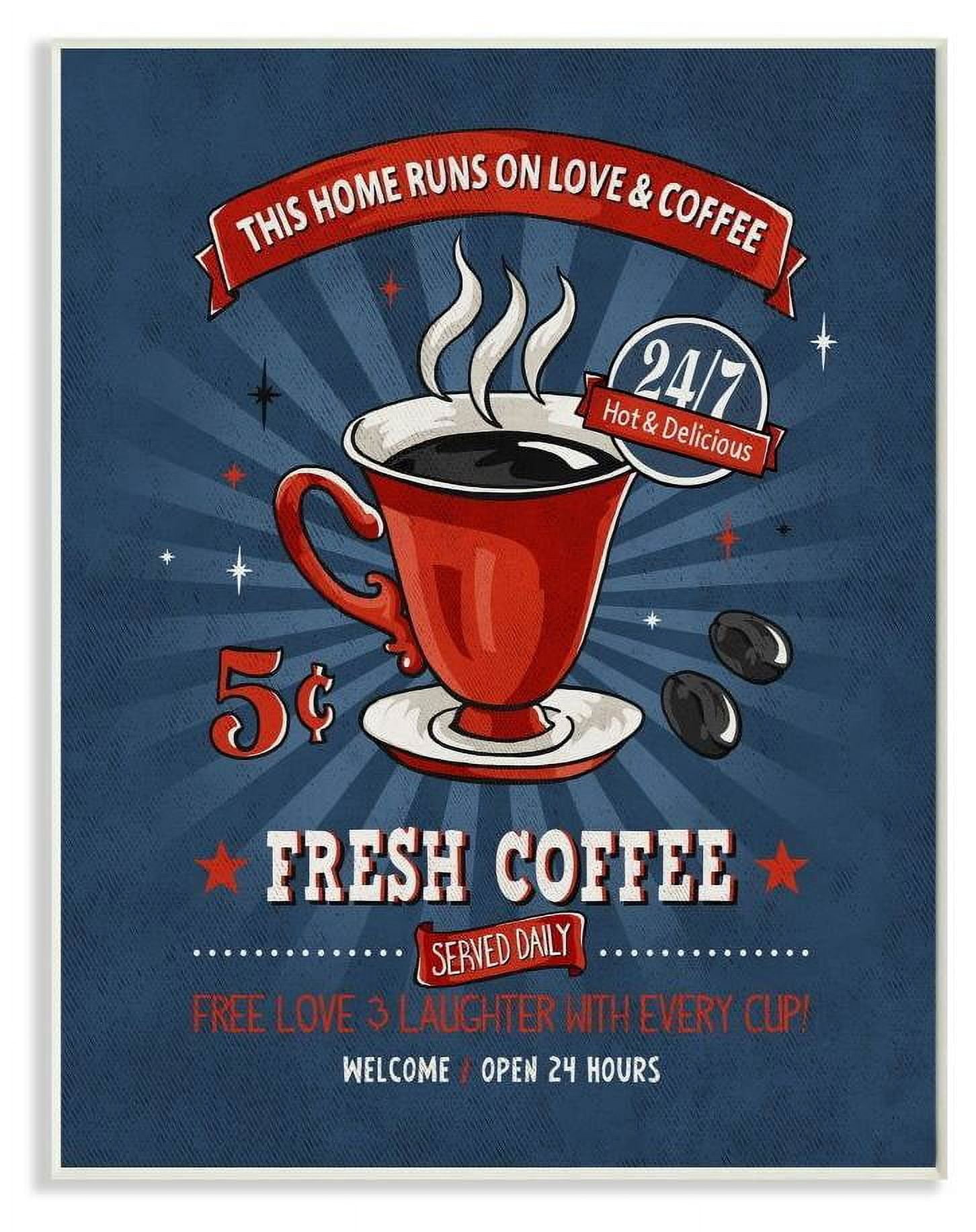 Stupell Industries Fresh Coffee Family Vintage Comic Book Design Wall Plaque by Ester Kay