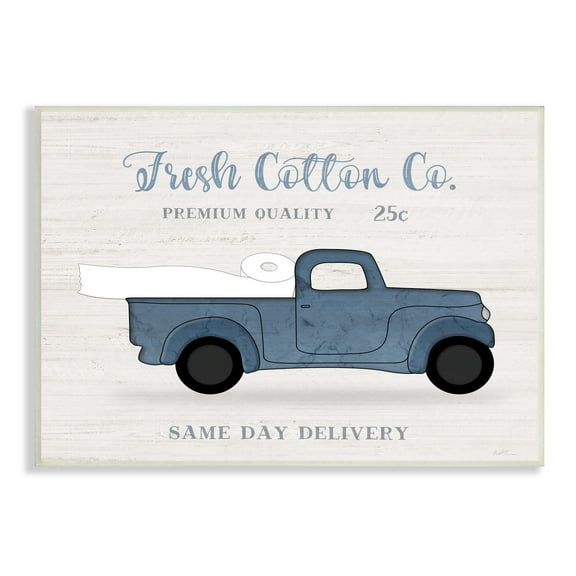 Stupell Industries Fresh Cotton Co. Vintage Blue Truck Toilet Paper, 15 x 10, Design by Natalie Carpentieri