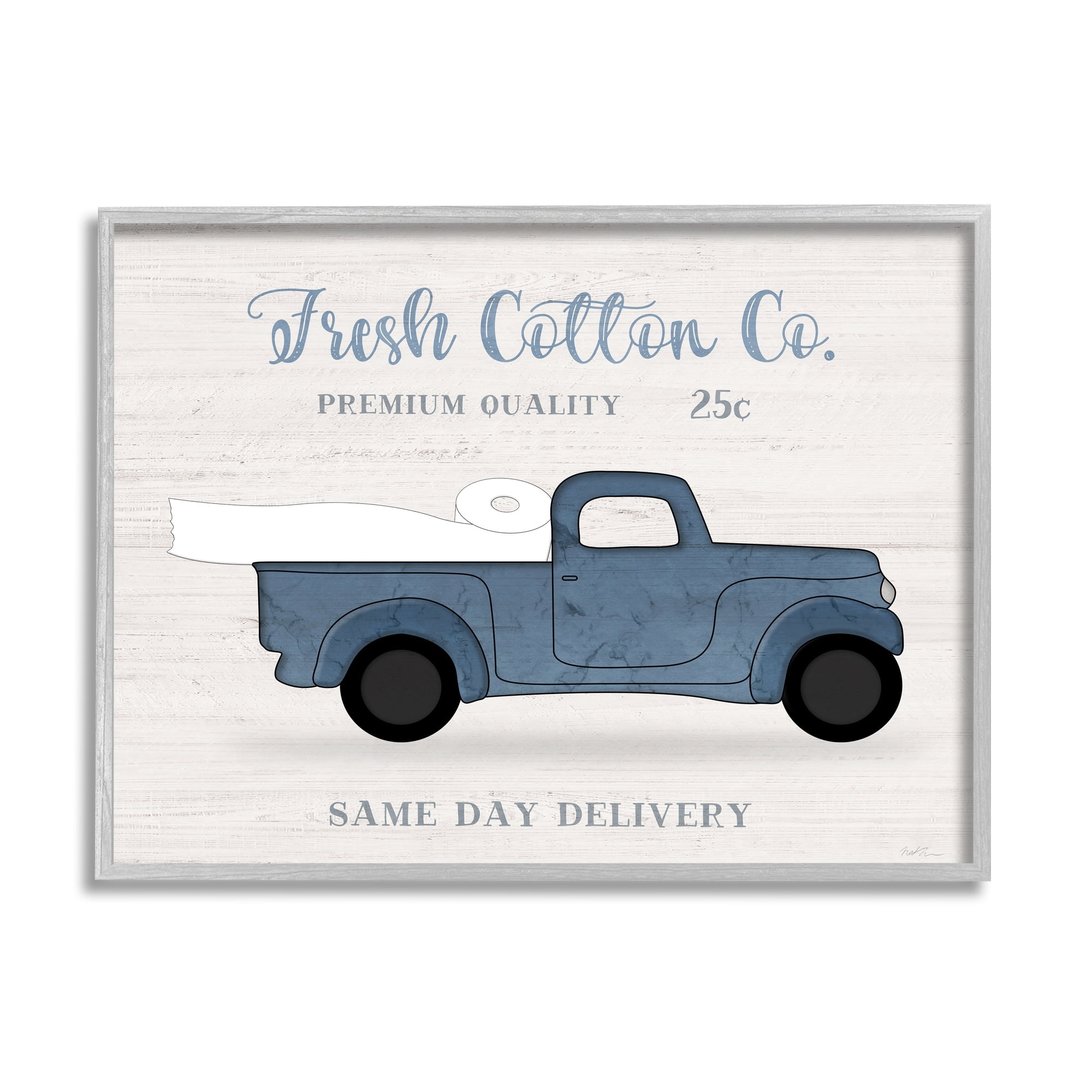 Stupell Industries Fresh Cotton Co. Vintage Blue Truck Toilet Paper, 20 x 16, Design by Natalie Carpentieri