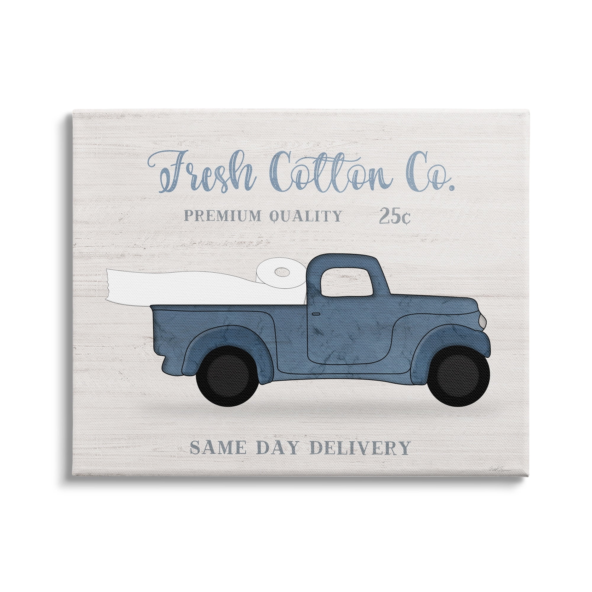 Stupell Industries Fresh Cotton Co. Vintage Blue Truck Toilet Paper, 40 x 30, Design by Natalie Carpentieri