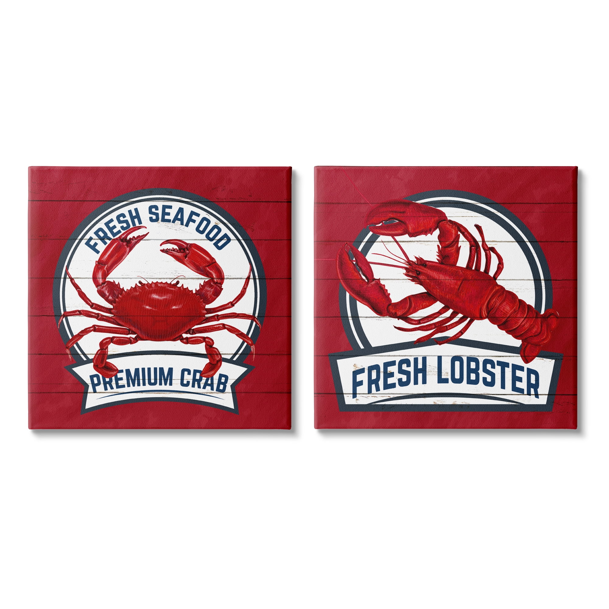 Stupell Industries Fresh Crab & Lobster Animals & Insects Painting Gallery Wrapped Canvas Print Wall Art, 17 x 17, Set of 2